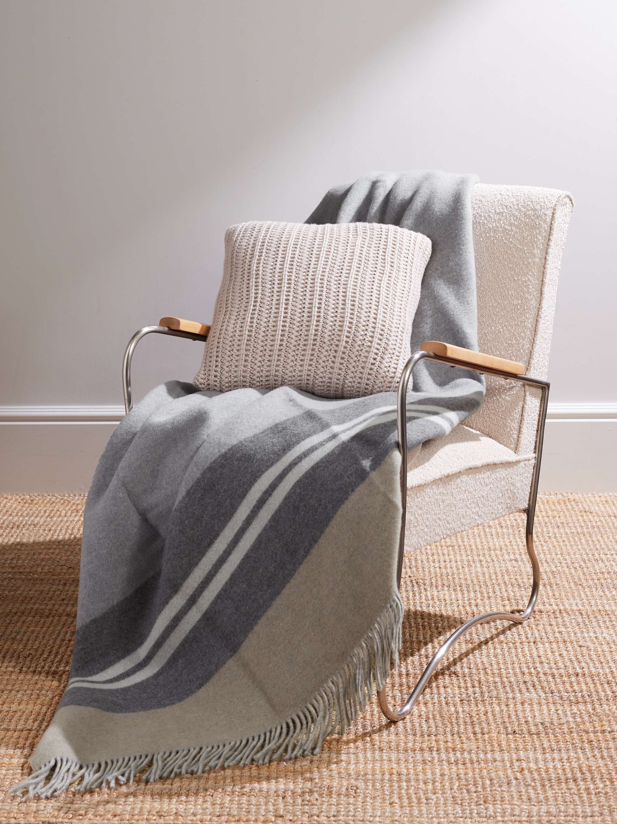 BRUNELLO CUCINELLI Fringed Two-Tone Cashmere Throw