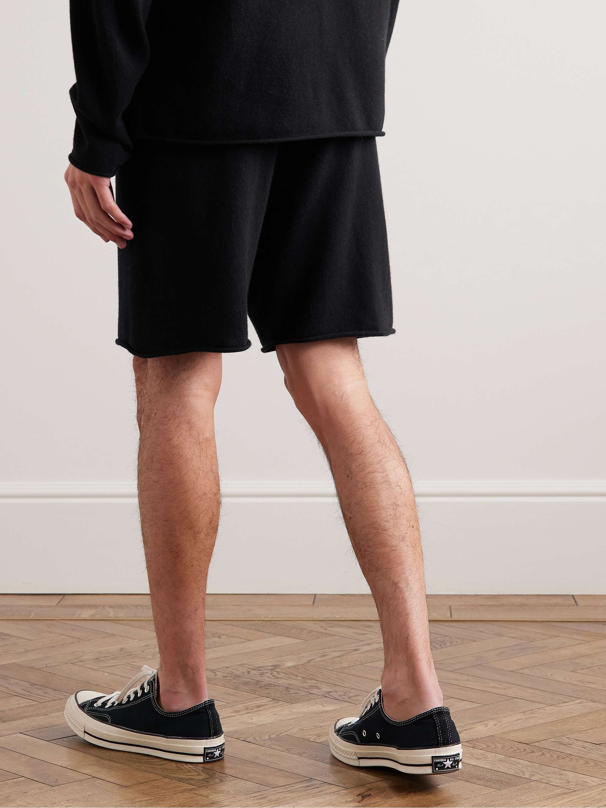 JAMES PERSE Straight-Leg Brushed Recycled-Cashmere Drawstring Shorts
