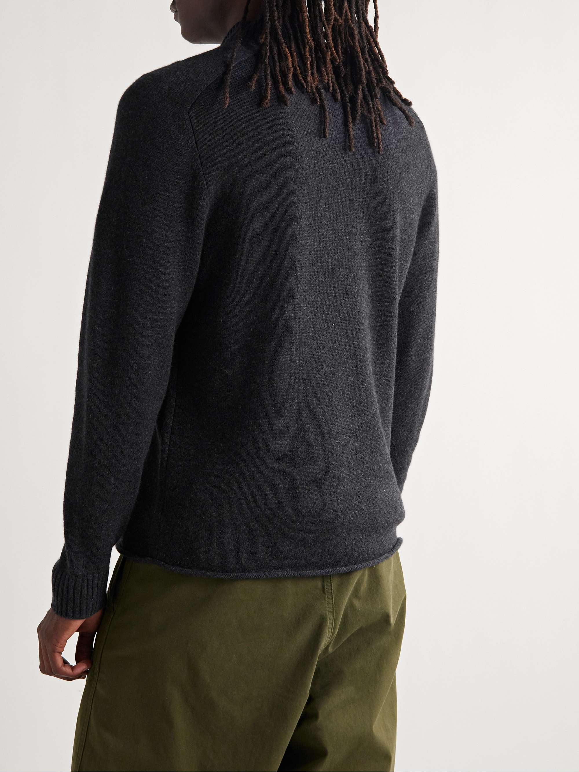 JAMES PERSE Saddle Recycled-Cashmere Half-Zip Sweater