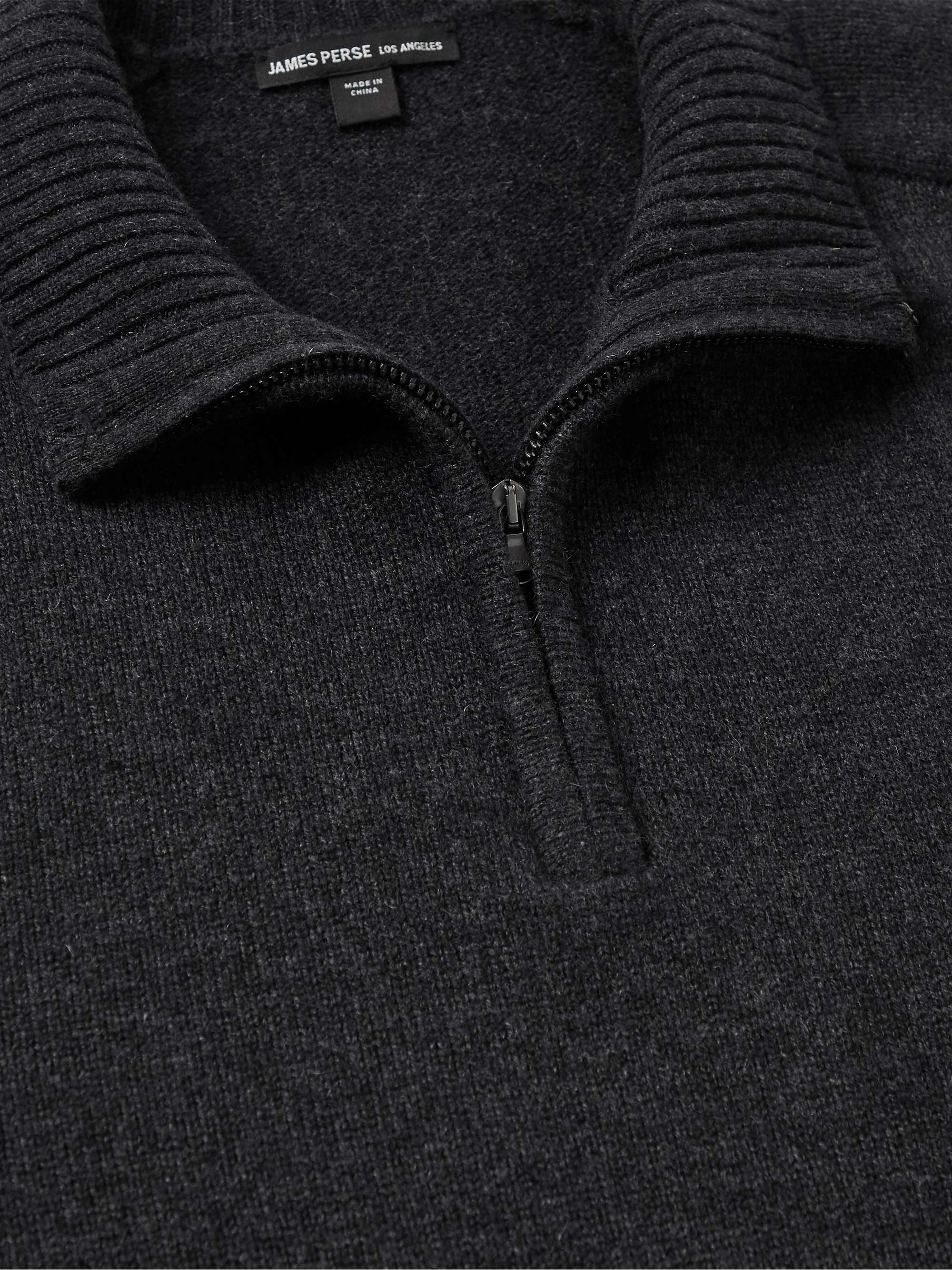 JAMES PERSE Saddle Recycled-Cashmere Half-Zip Sweater