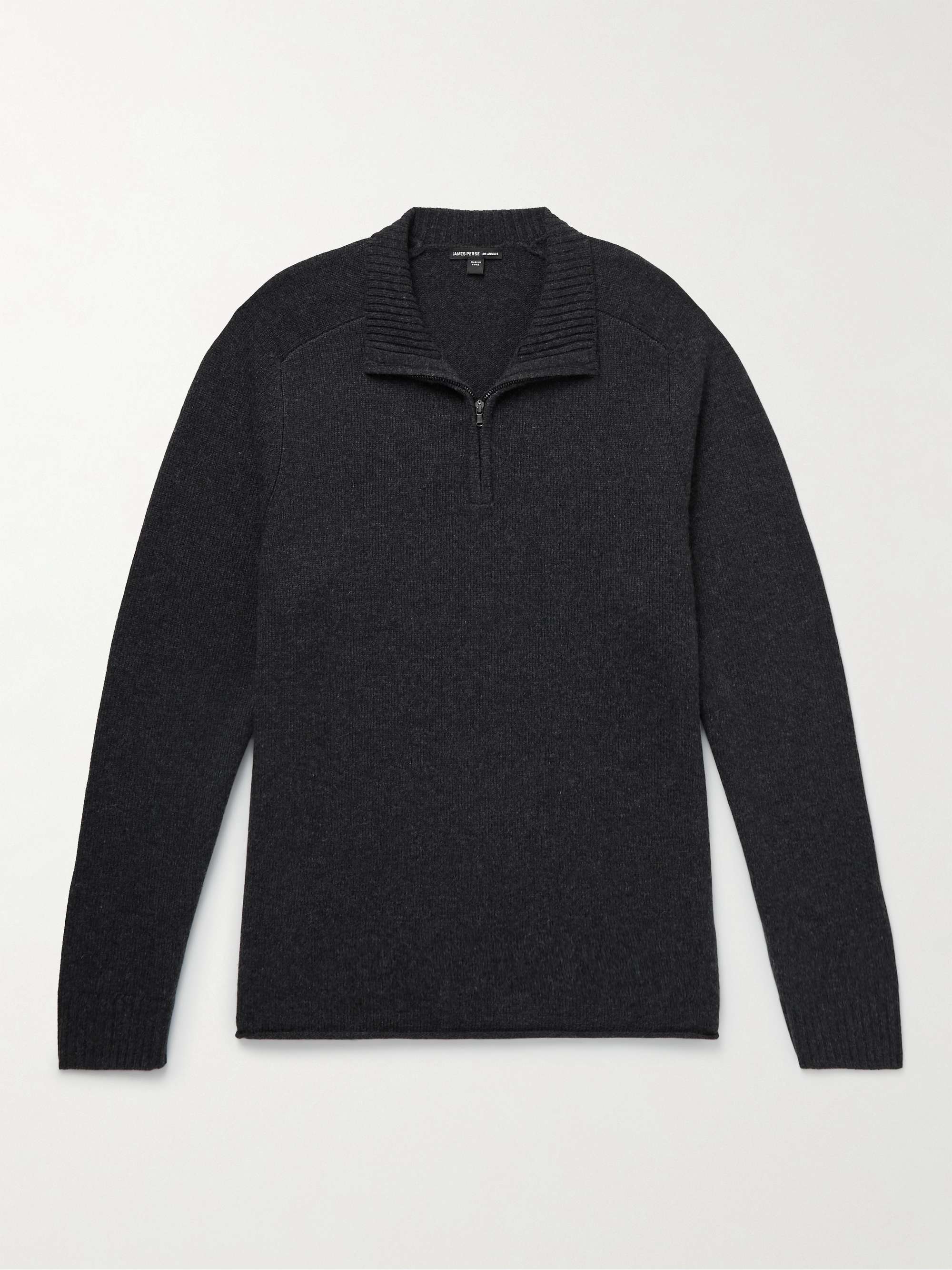 JAMES PERSE Saddle Recycled-Cashmere Half-Zip Sweater