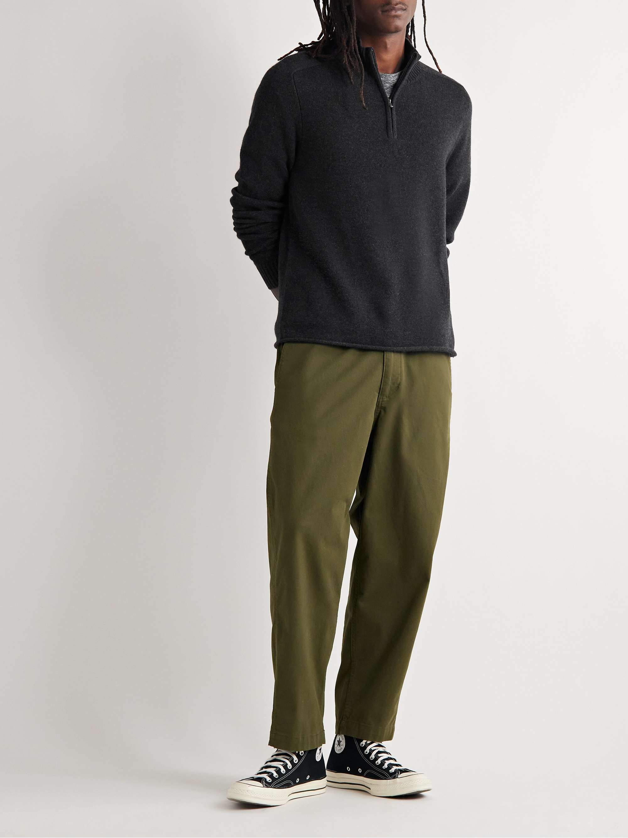 JAMES PERSE Saddle Recycled-Cashmere Half-Zip Sweater