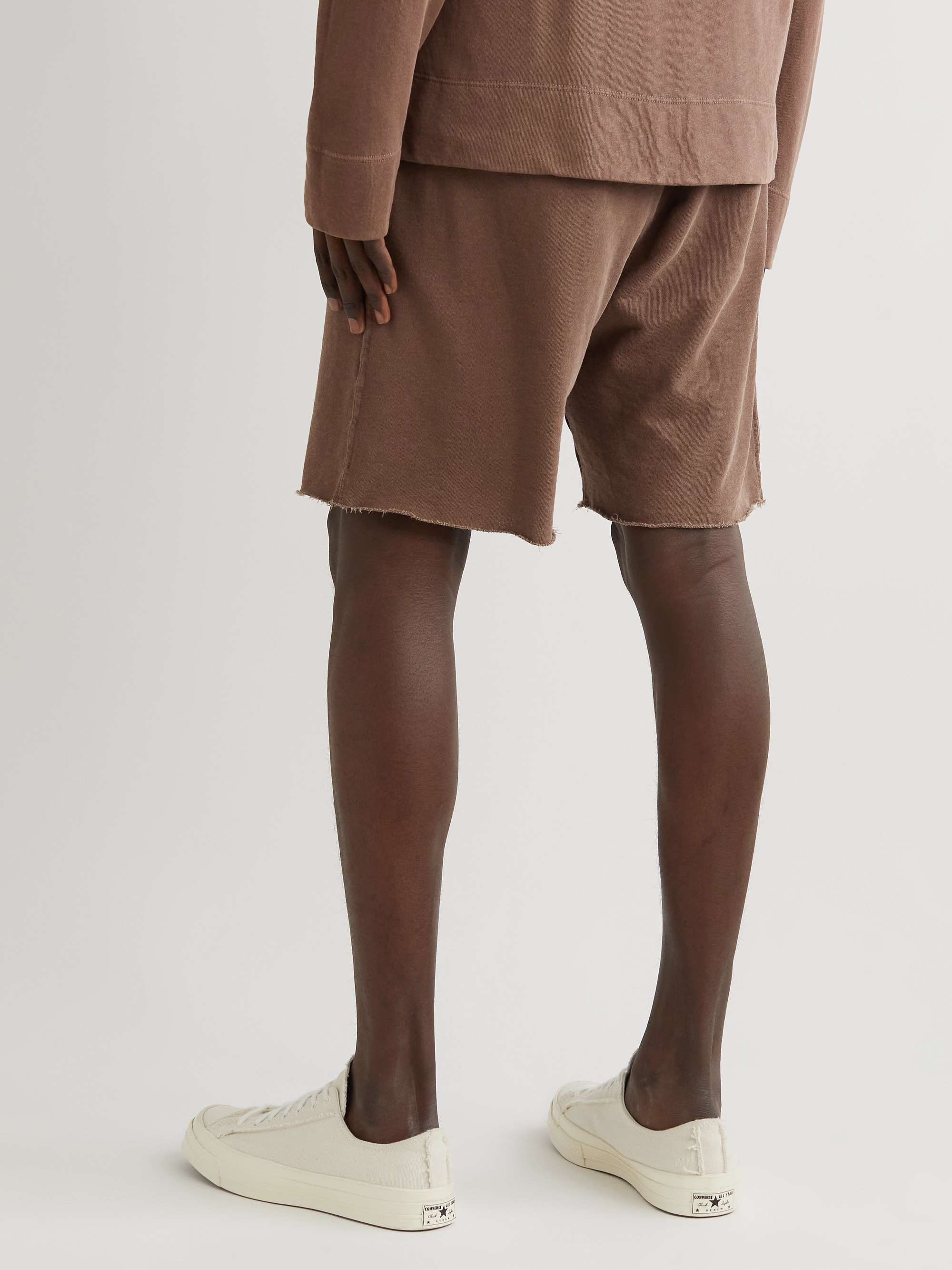 JAMES PERSE Straight-Leg Poplin-Trimmed Supima Cotton-Jersey Drawstring Shorts