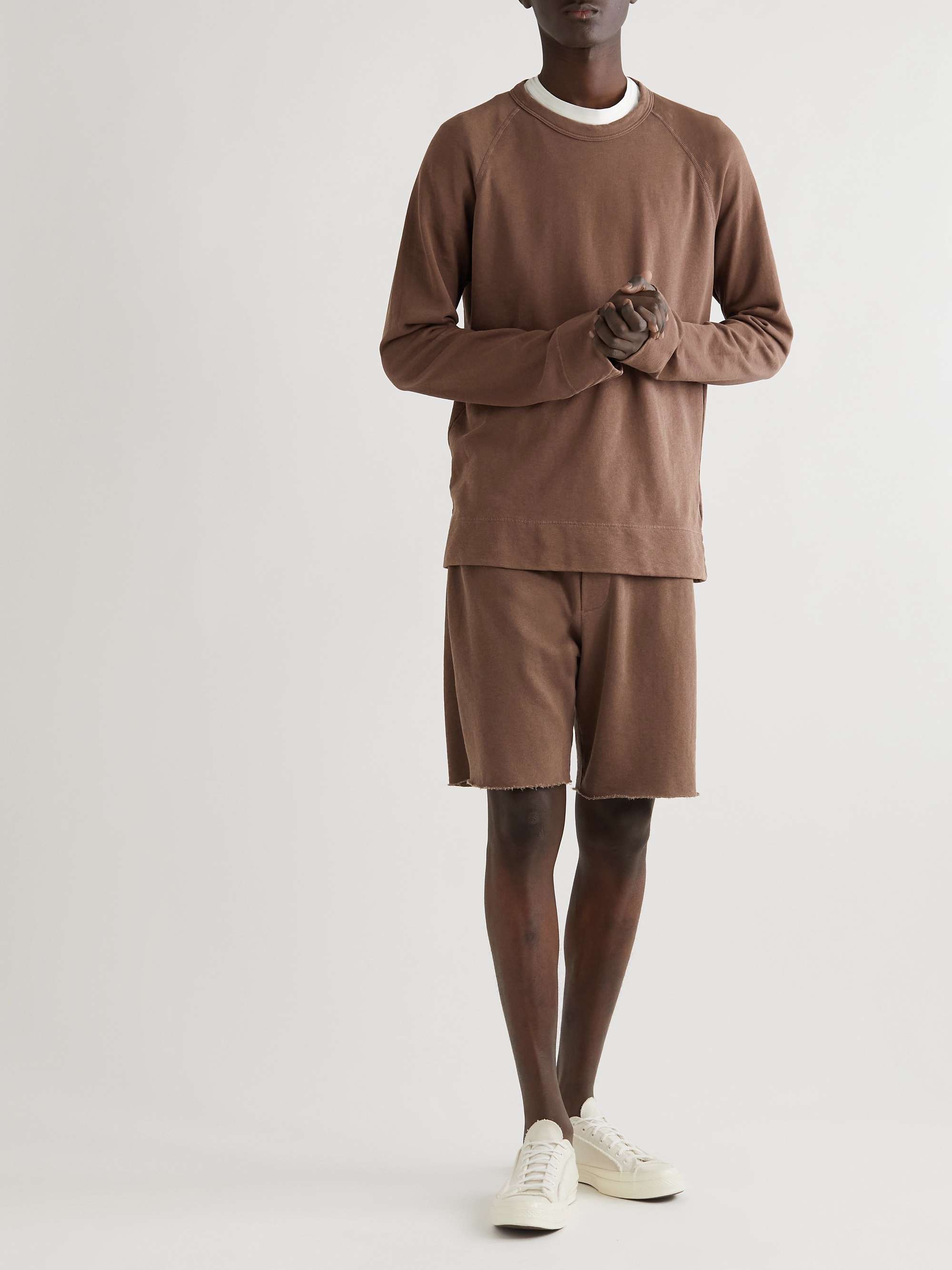 JAMES PERSE Straight-Leg Poplin-Trimmed Supima Cotton-Jersey Drawstring Shorts