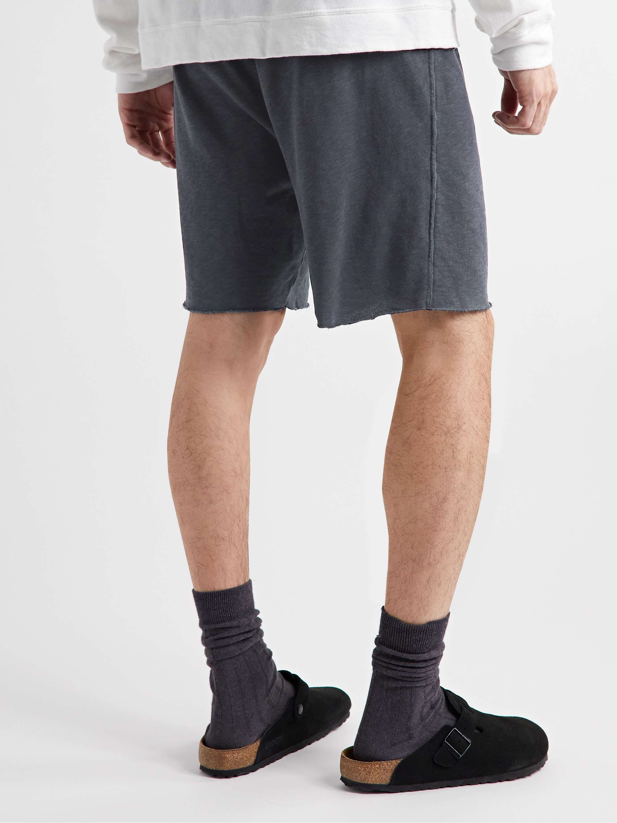 JAMES PERSE Straight-Leg Poplin-Trimmed Supima Cotton-Jersey Drawstring Shorts