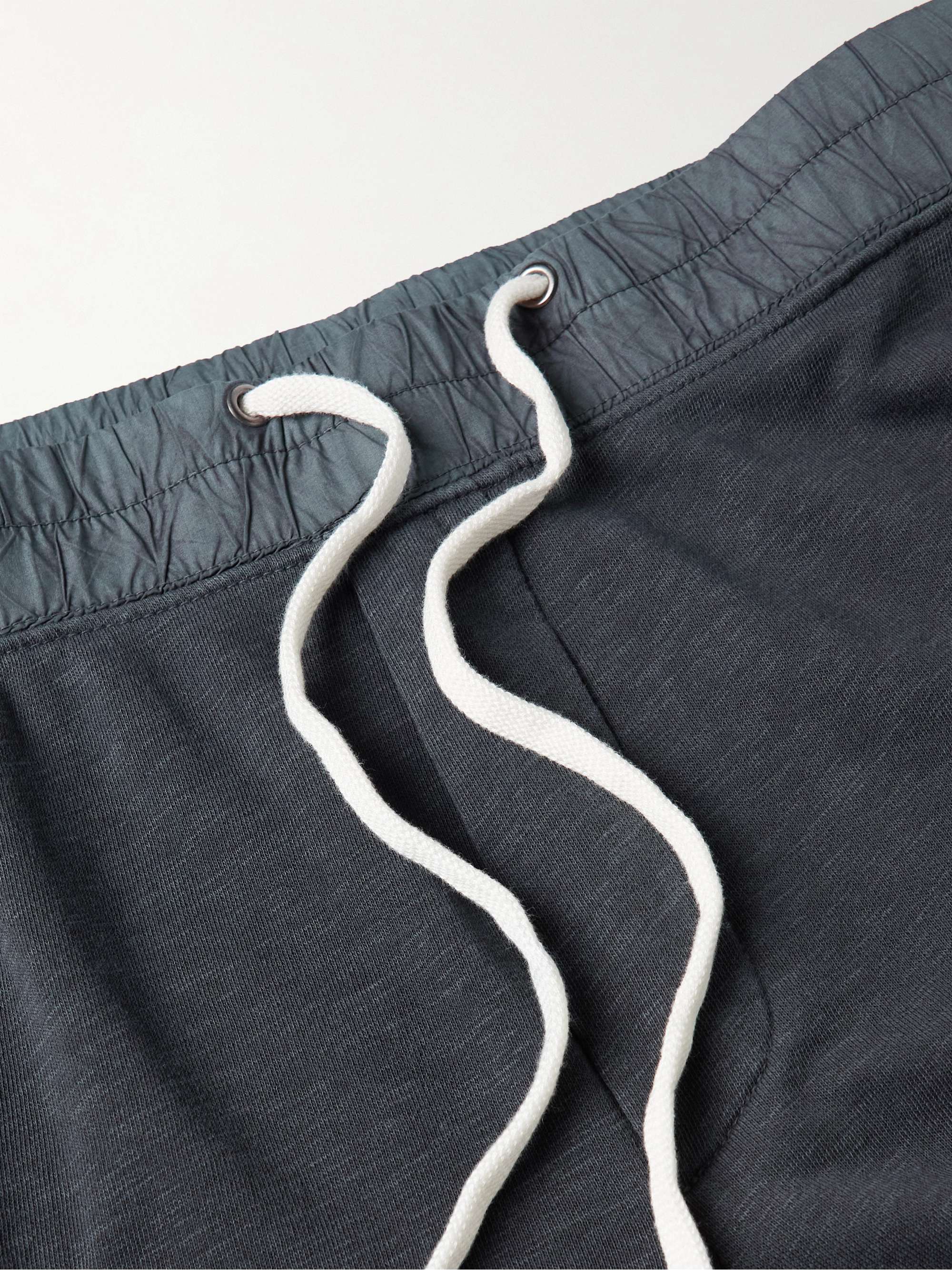 JAMES PERSE Straight-Leg Poplin-Trimmed Supima Cotton-Jersey Drawstring Shorts
