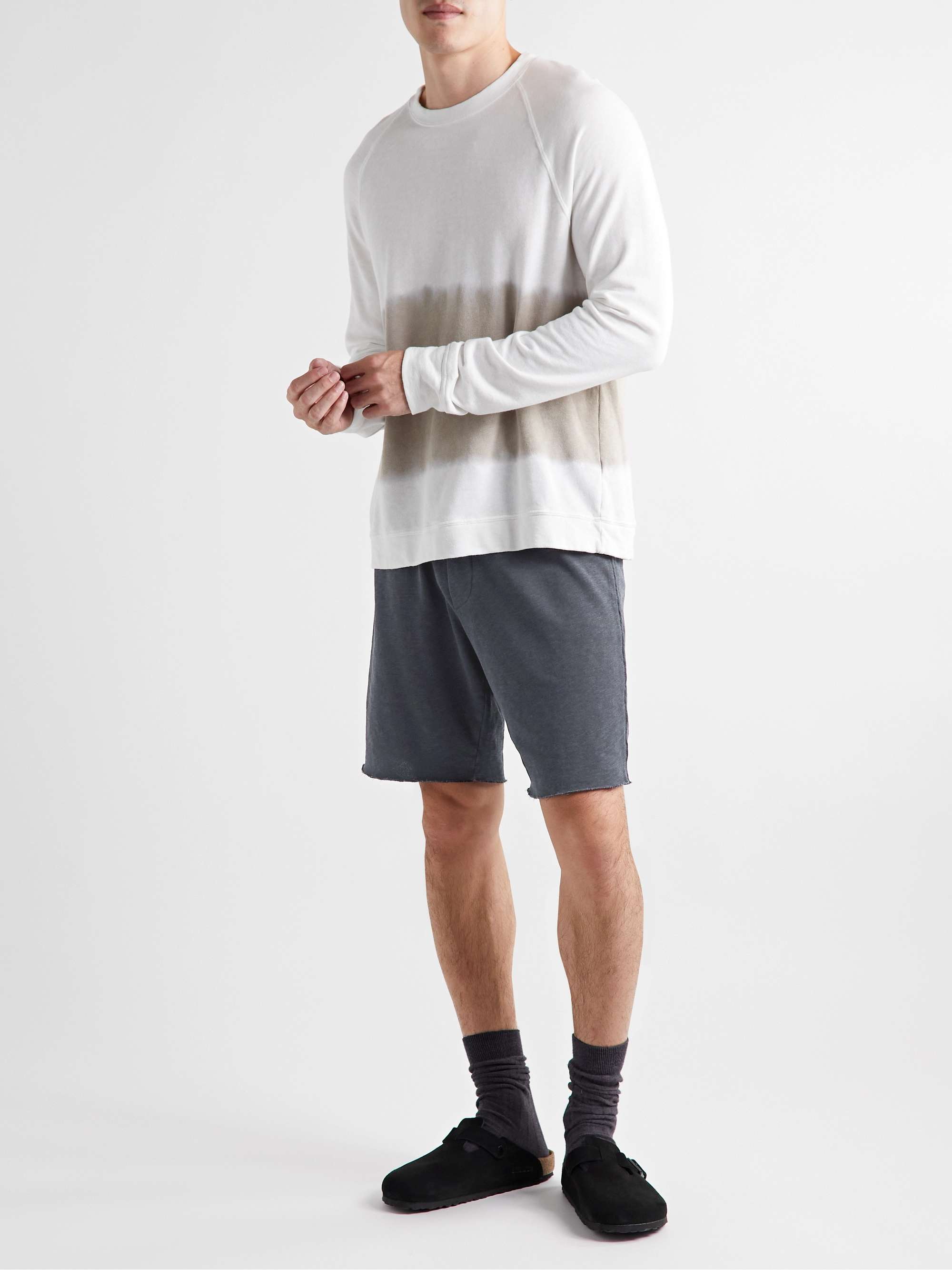 JAMES PERSE Straight-Leg Poplin-Trimmed Supima Cotton-Jersey Drawstring Shorts