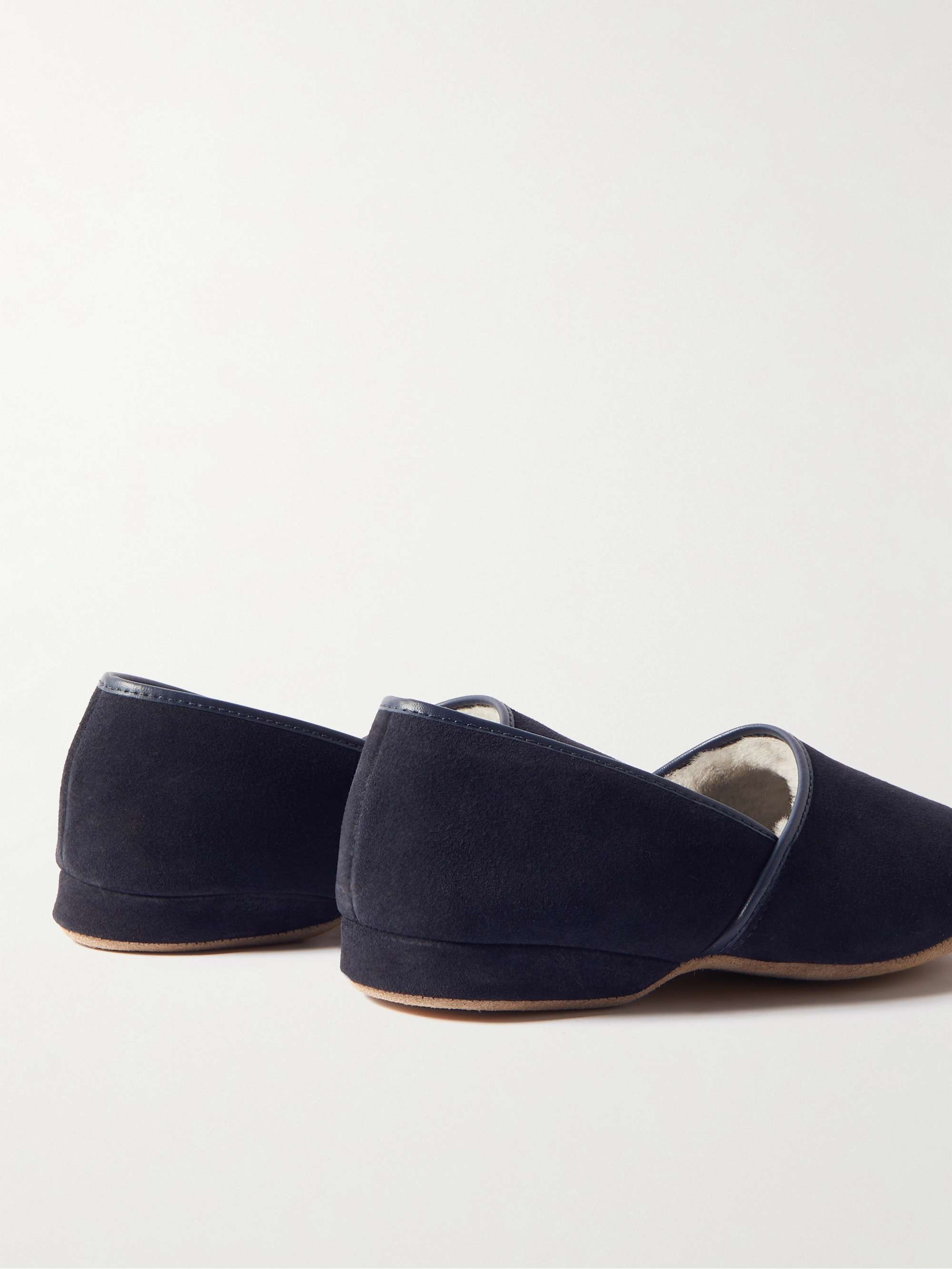 DEREK ROSE Crawford Shearling-Lined Suede Slippers