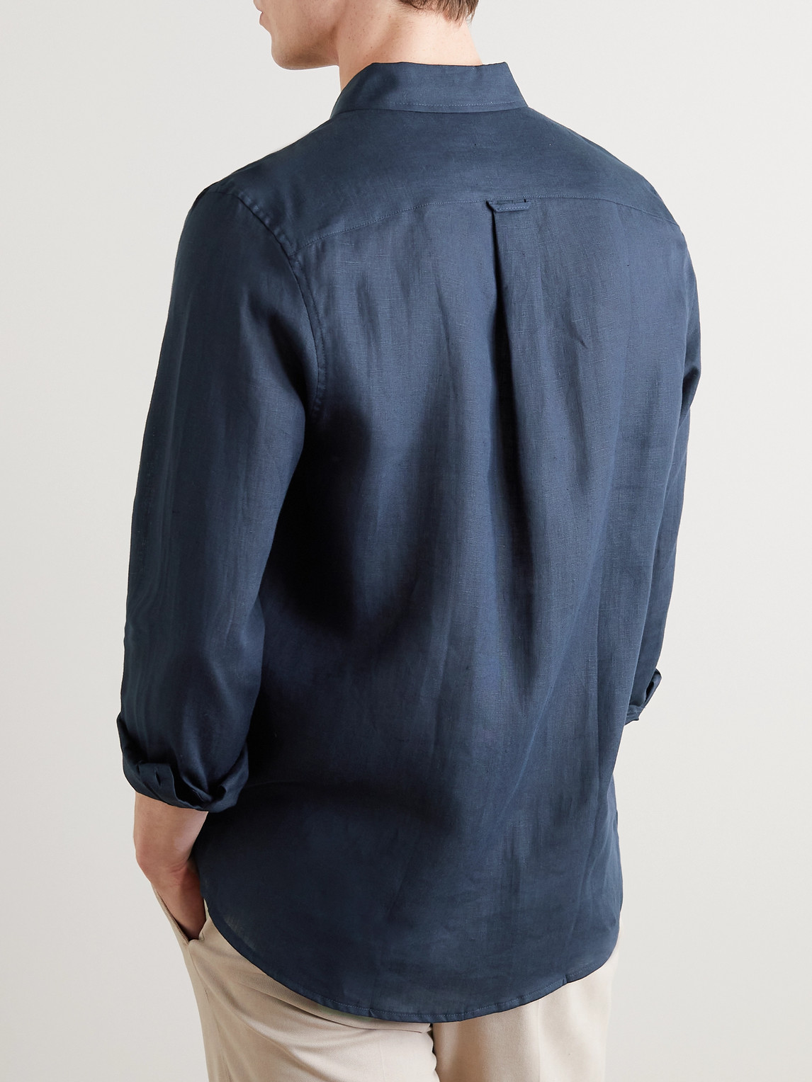 Shop Derek Rose Monaco Linen Shirt In Blue