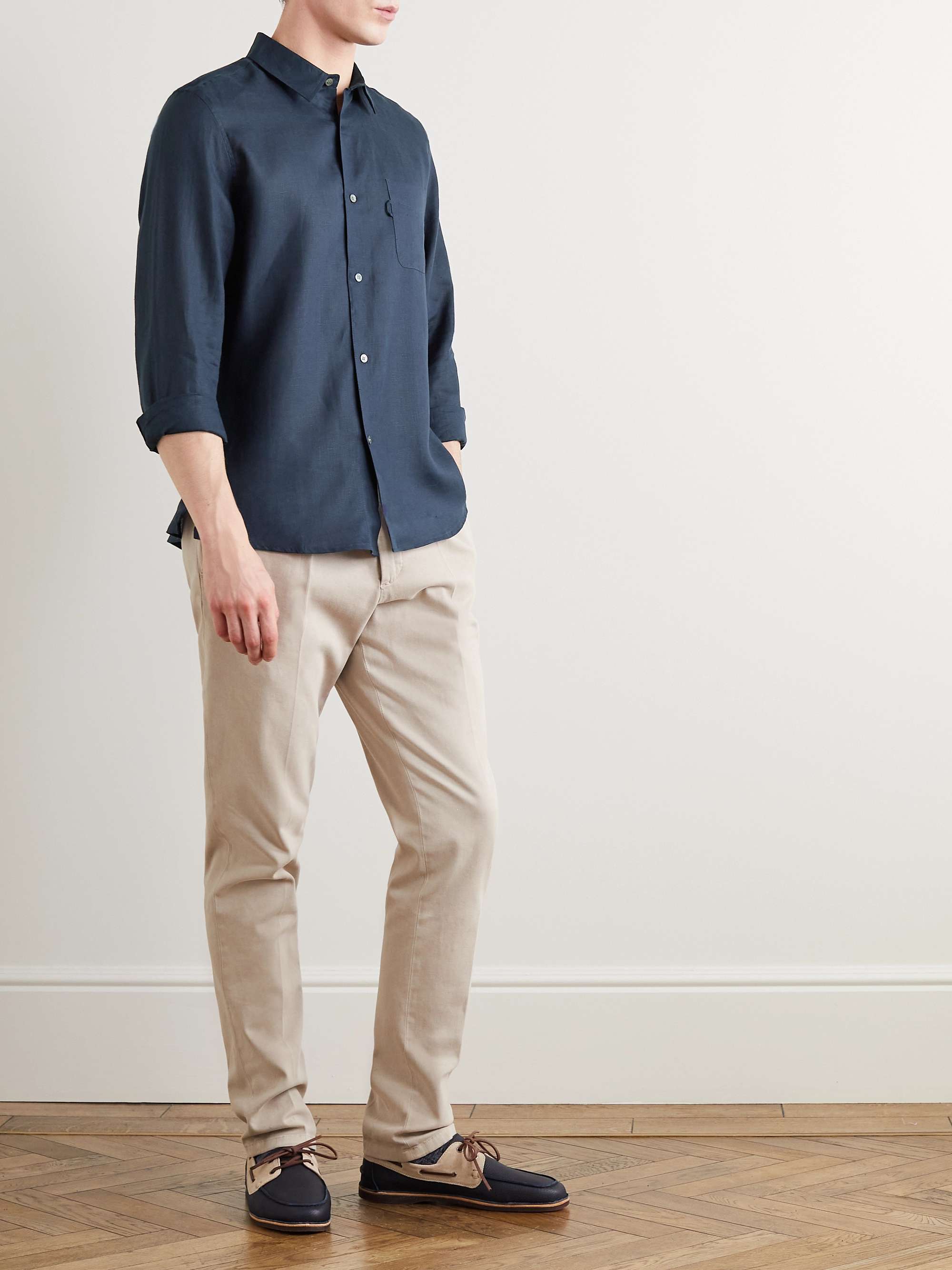 DEREK ROSE Monaco Linen Shirt for Men | MR PORTER