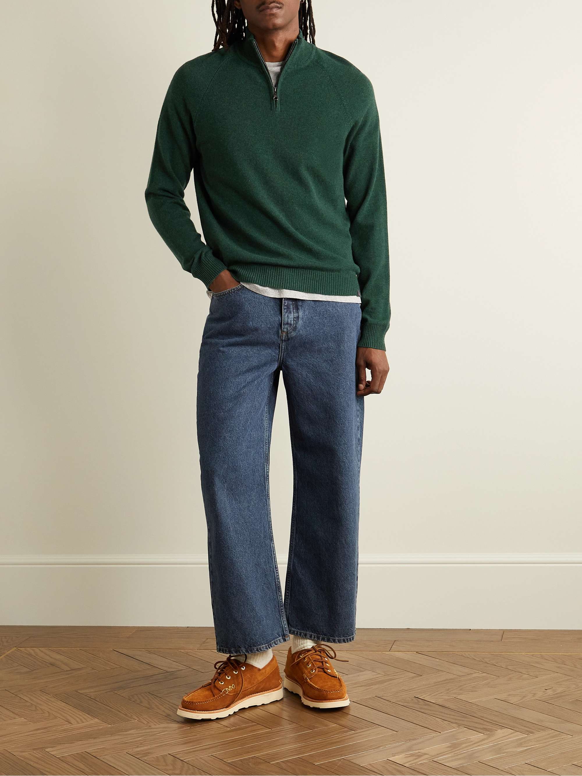 DEREK ROSE Finley Half-Zip Cashmere Sweater