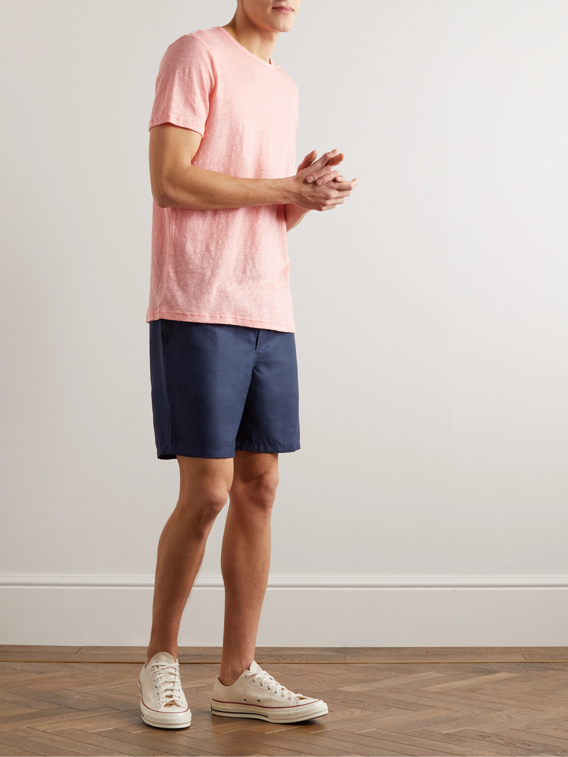 Shop Derek Rose Sydney Linen Drawstring Shorts In Blue