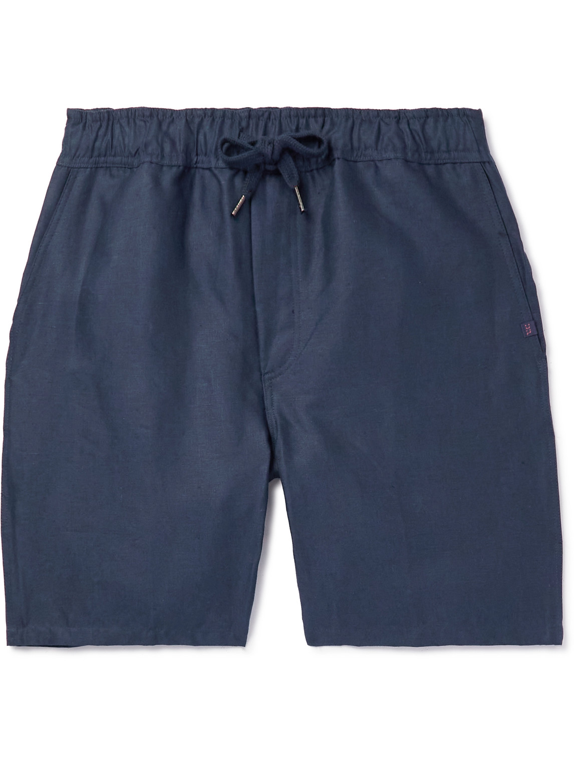 Derek Rose Sydney Linen Drawstring Shorts In Blue