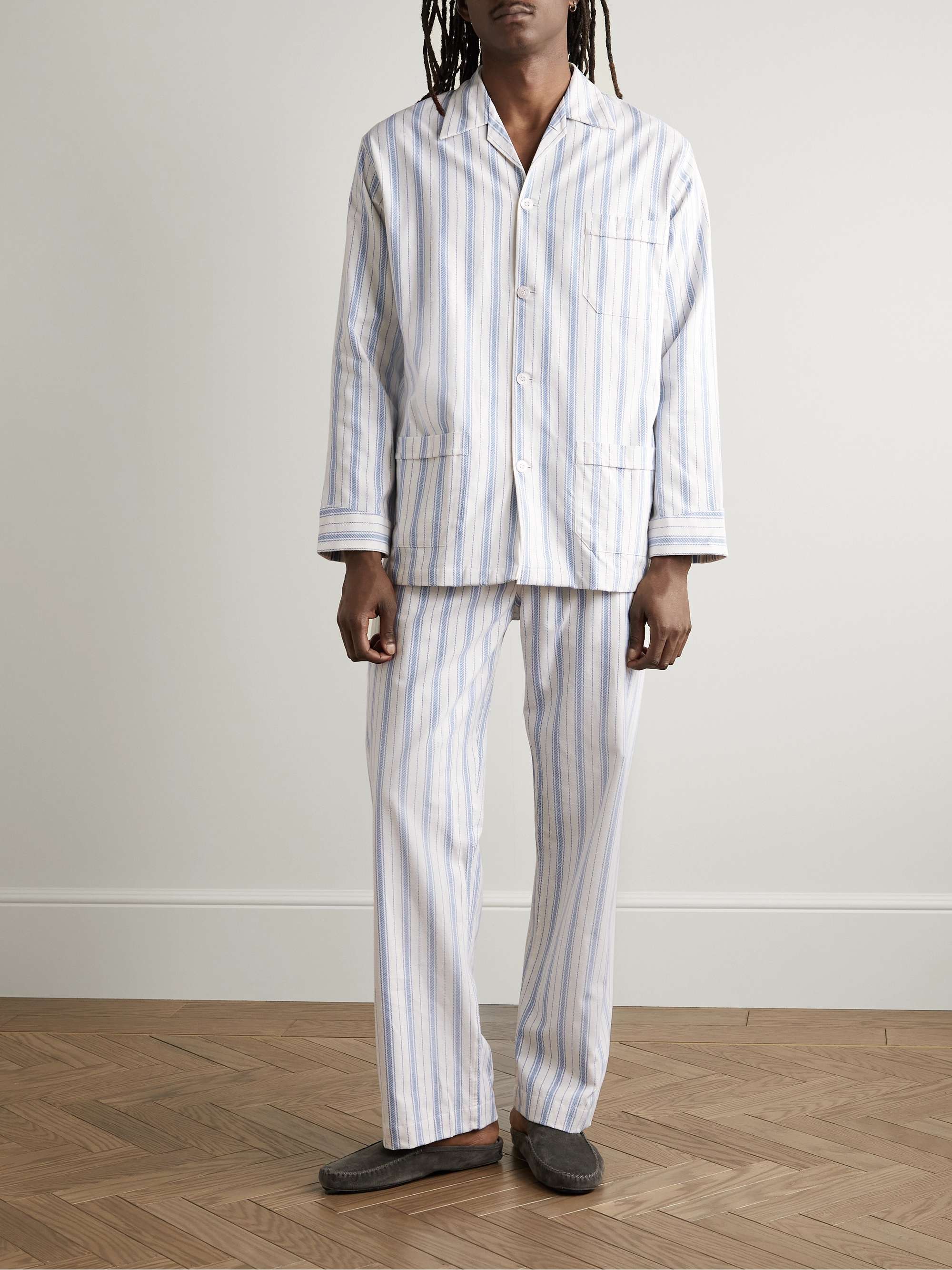 DEREK ROSE Kelburn Striped Cotton-Flannel Pyjama Set for Men | MR PORTER