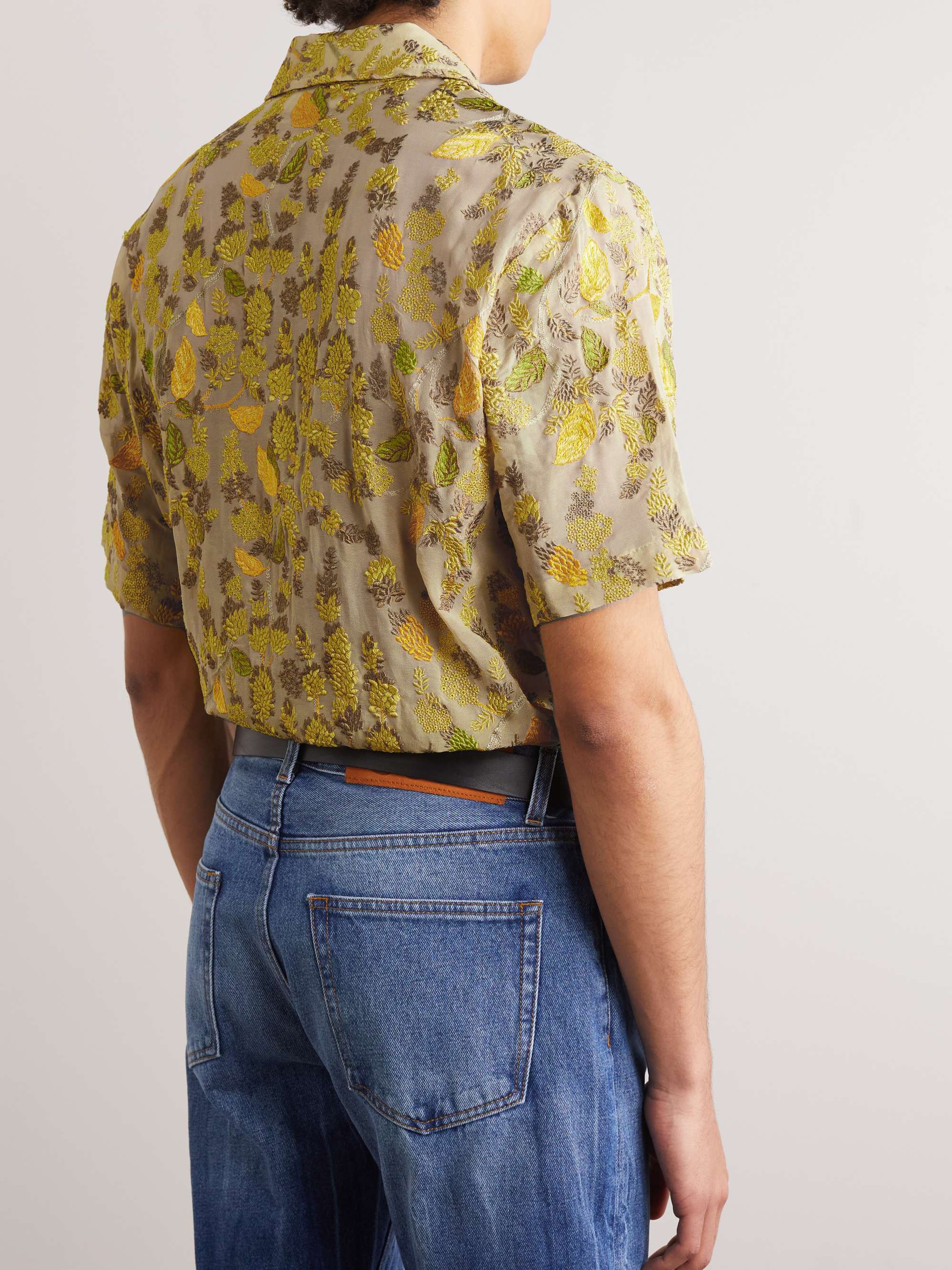 SÉFR Ruffled Stretch-Mesh Shirt