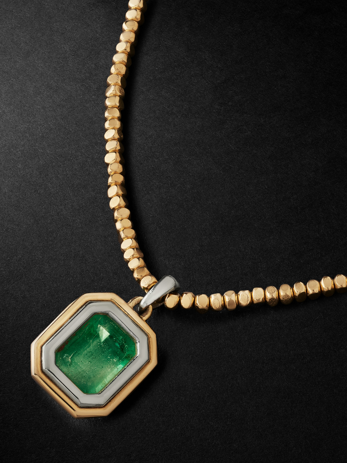 Shop Maor Equinox Gold, Silver And Emerald Pendant Necklace In Green