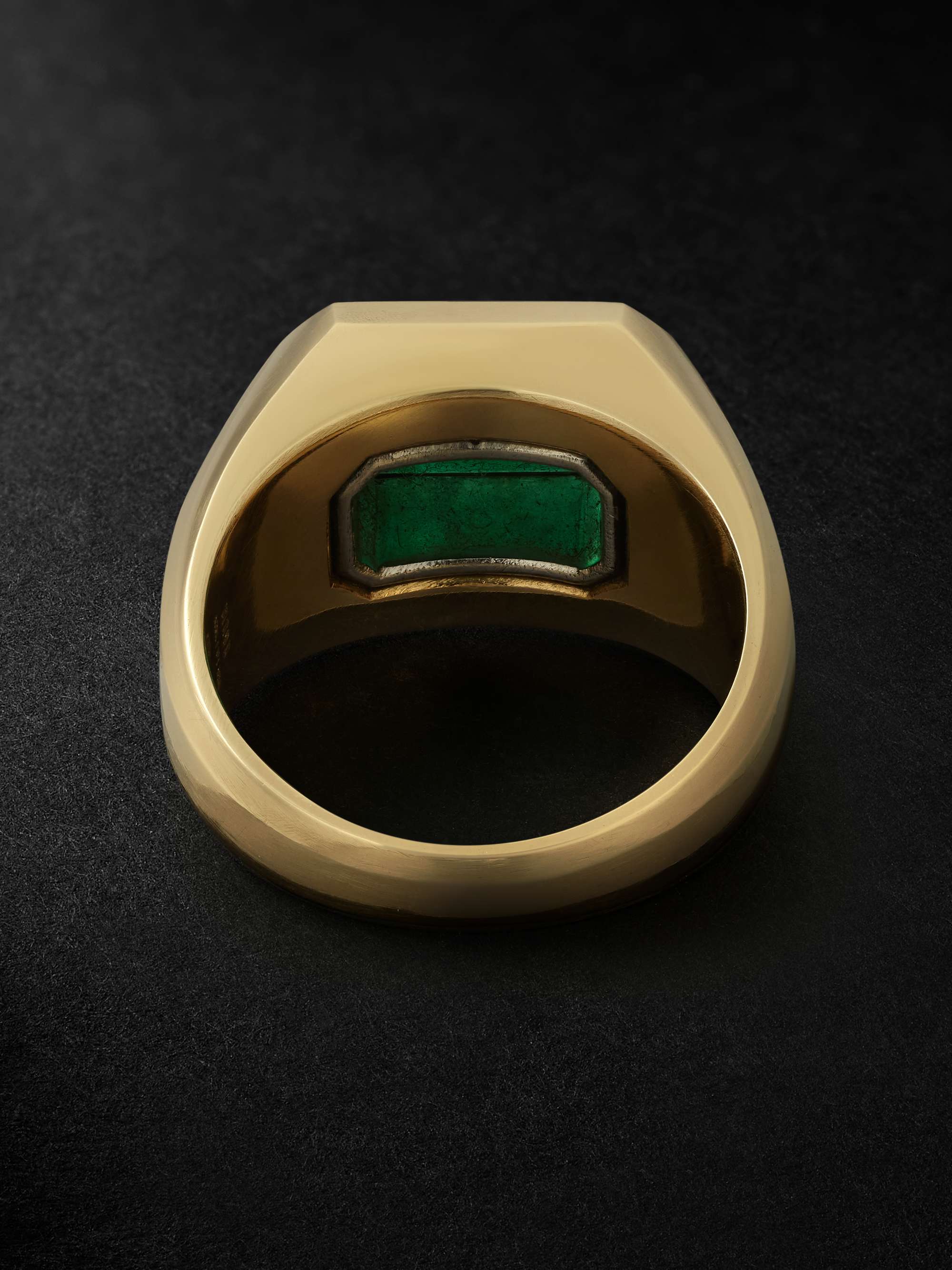 M.COHEN Solitaire Small Gold, Platinum and Emerald Ring