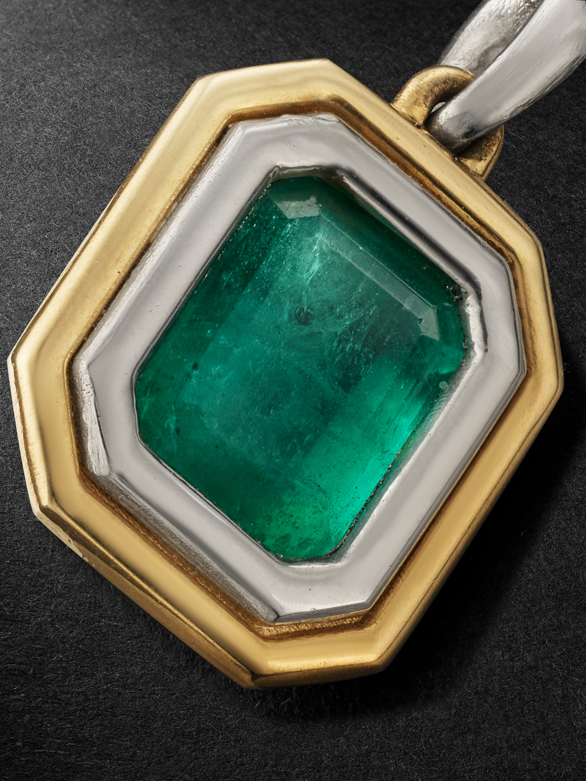 Shop Maor Equinox Xsmall Gold, Platinum And Emerald Pendant In Green