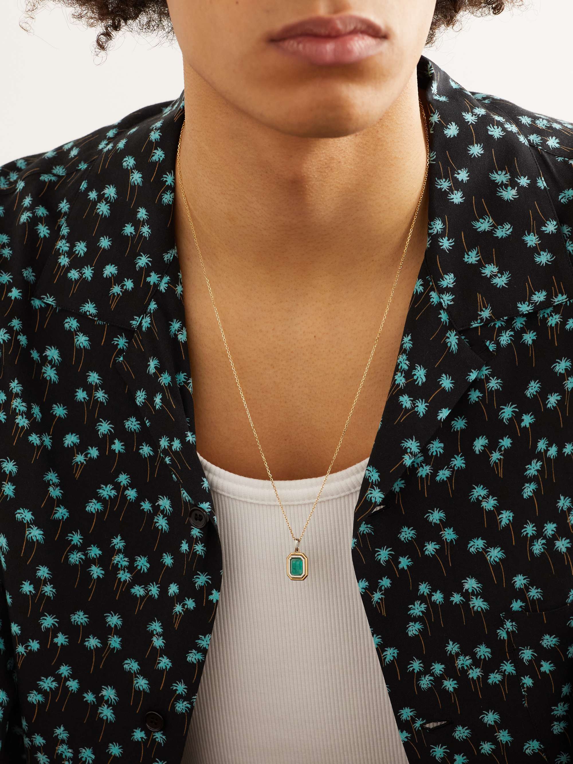 M.COHEN Equinox XSmall Gold, Platinum and Emerald Pendant