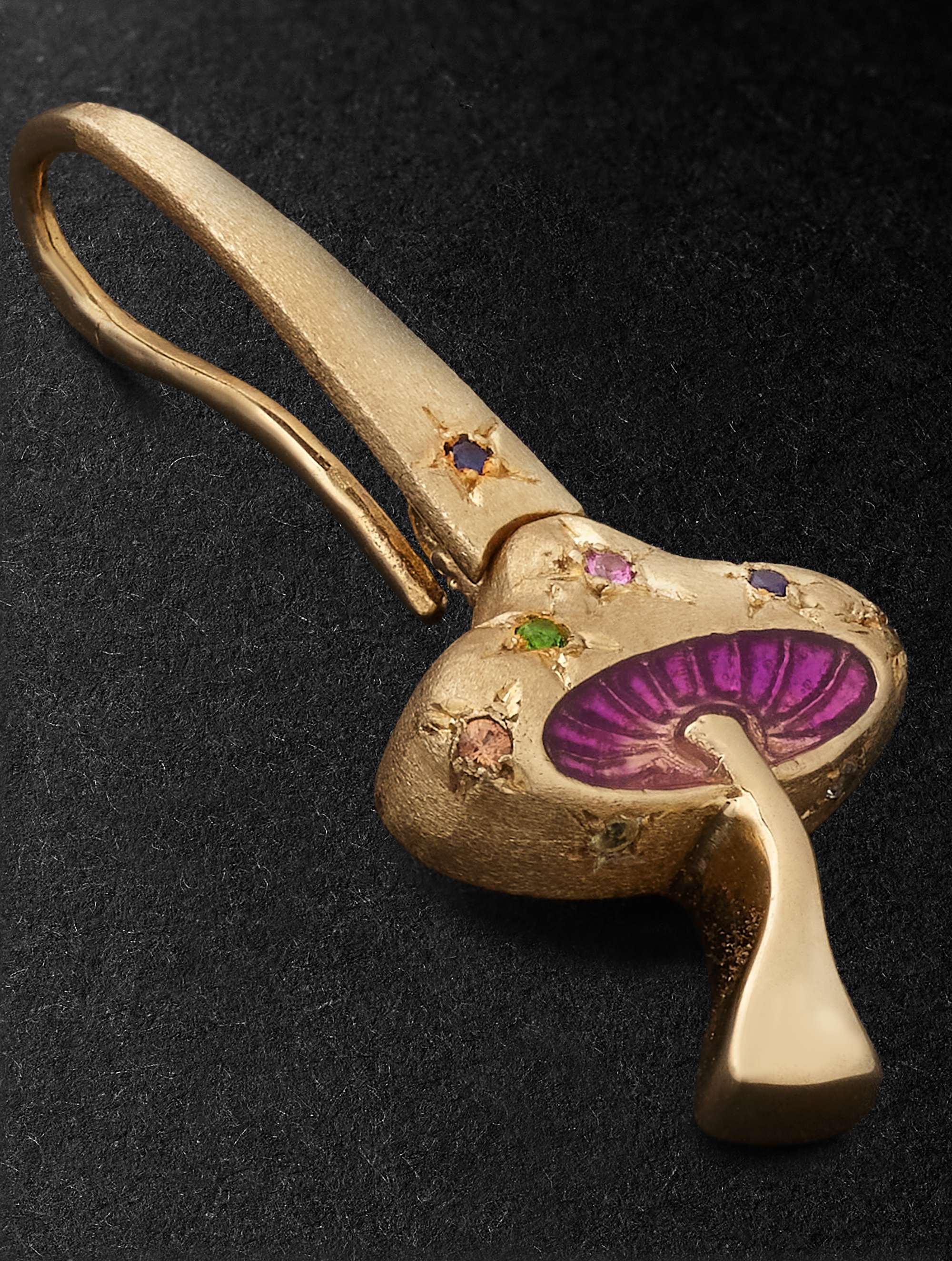 MARIE LICHTENBERG Mushroom Gold, Sapphire and Enamel Single Earring