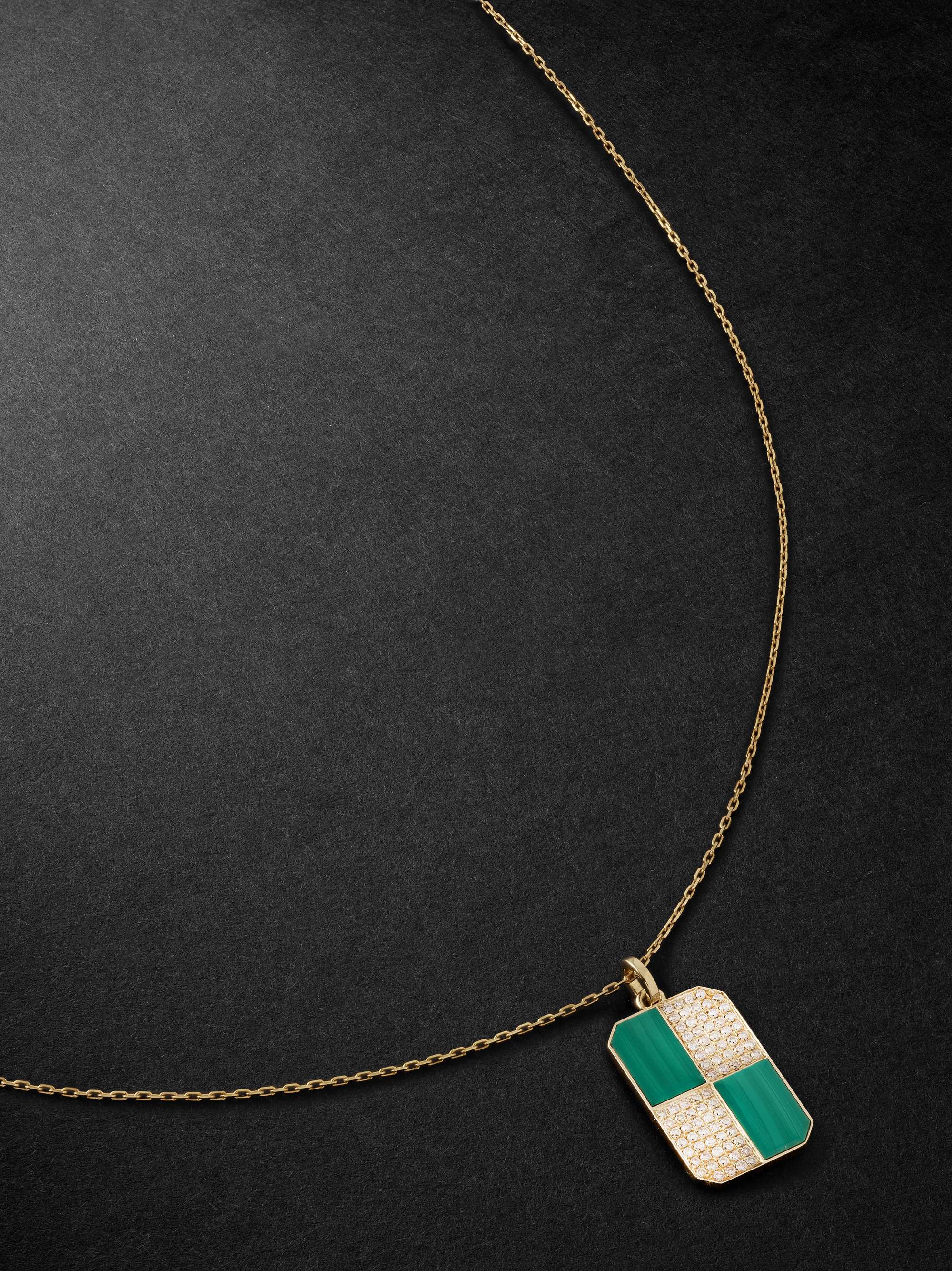 YVONNE LÉON Gold, Malachite and Diamond Pendant Necklace