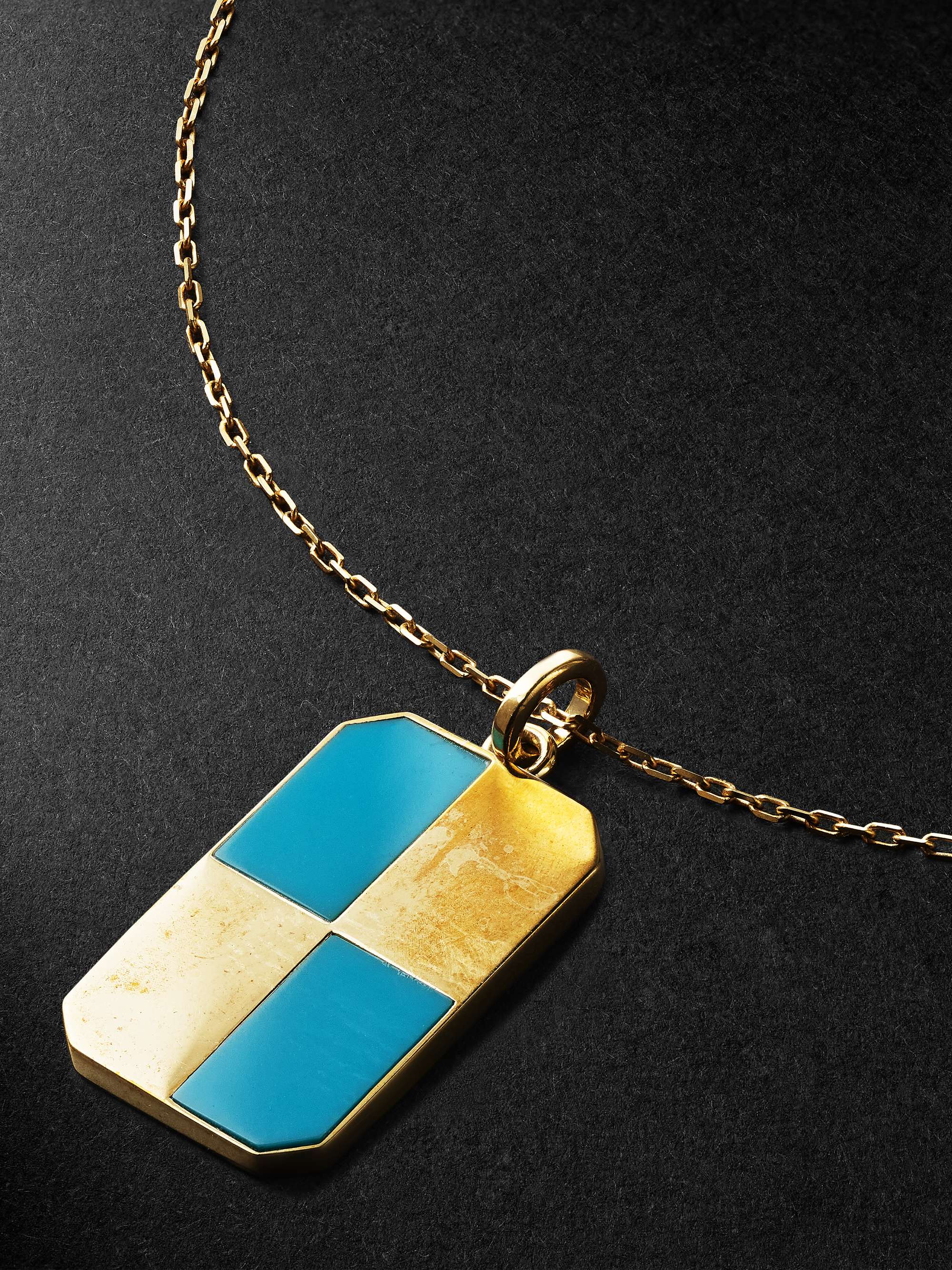 YVONNE LÉON Gold Turquoise Pendant Necklace