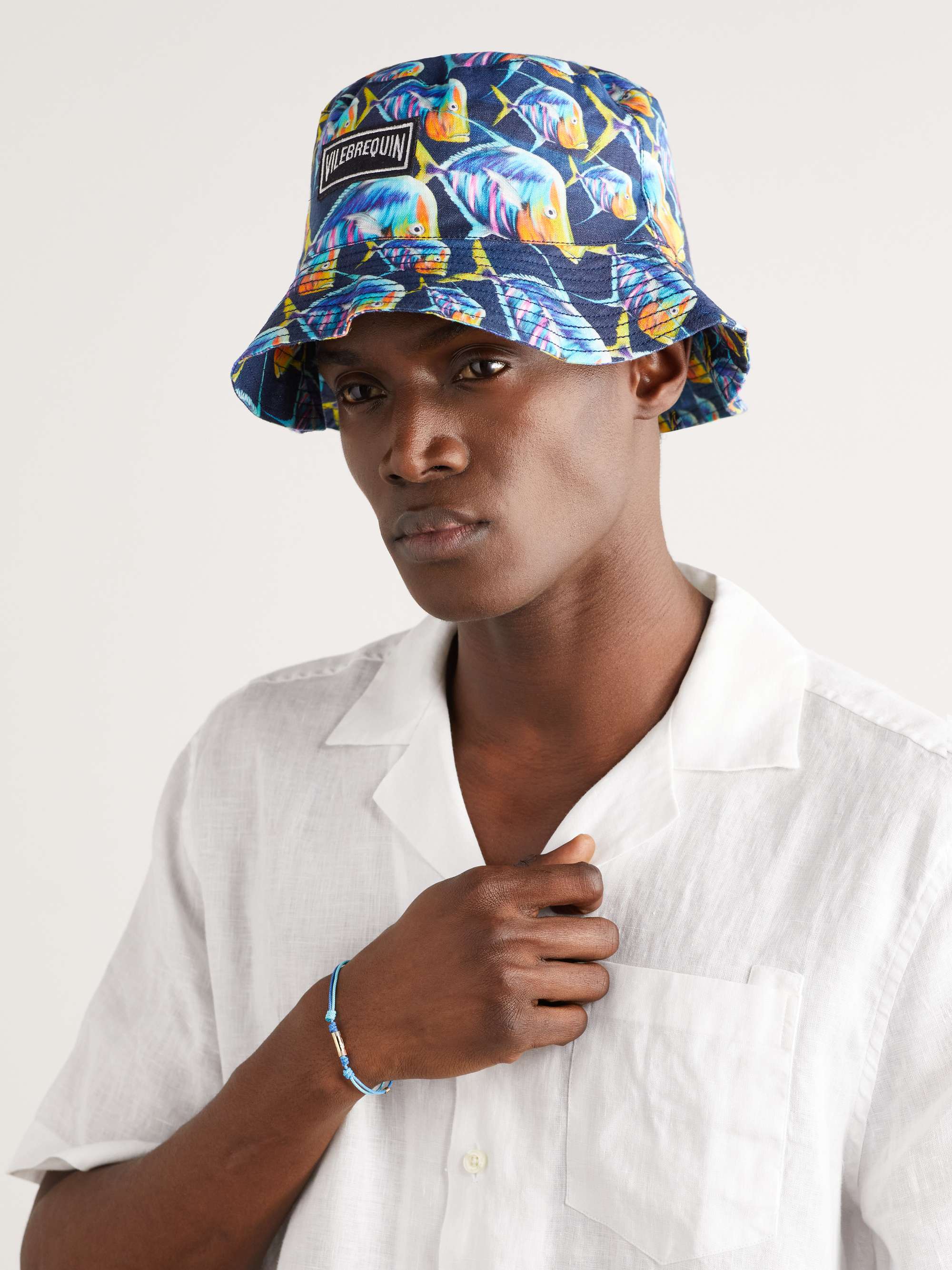 VILEBREQUIN Boheme Logo-Appliquéd Printed Linen Bucket Hat for Men