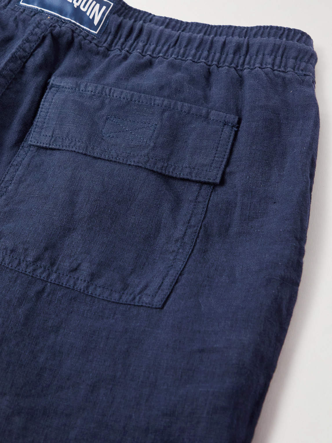 Shop Vilebrequin Pacha Straight-leg Linen Drawstring Trousers In Blue