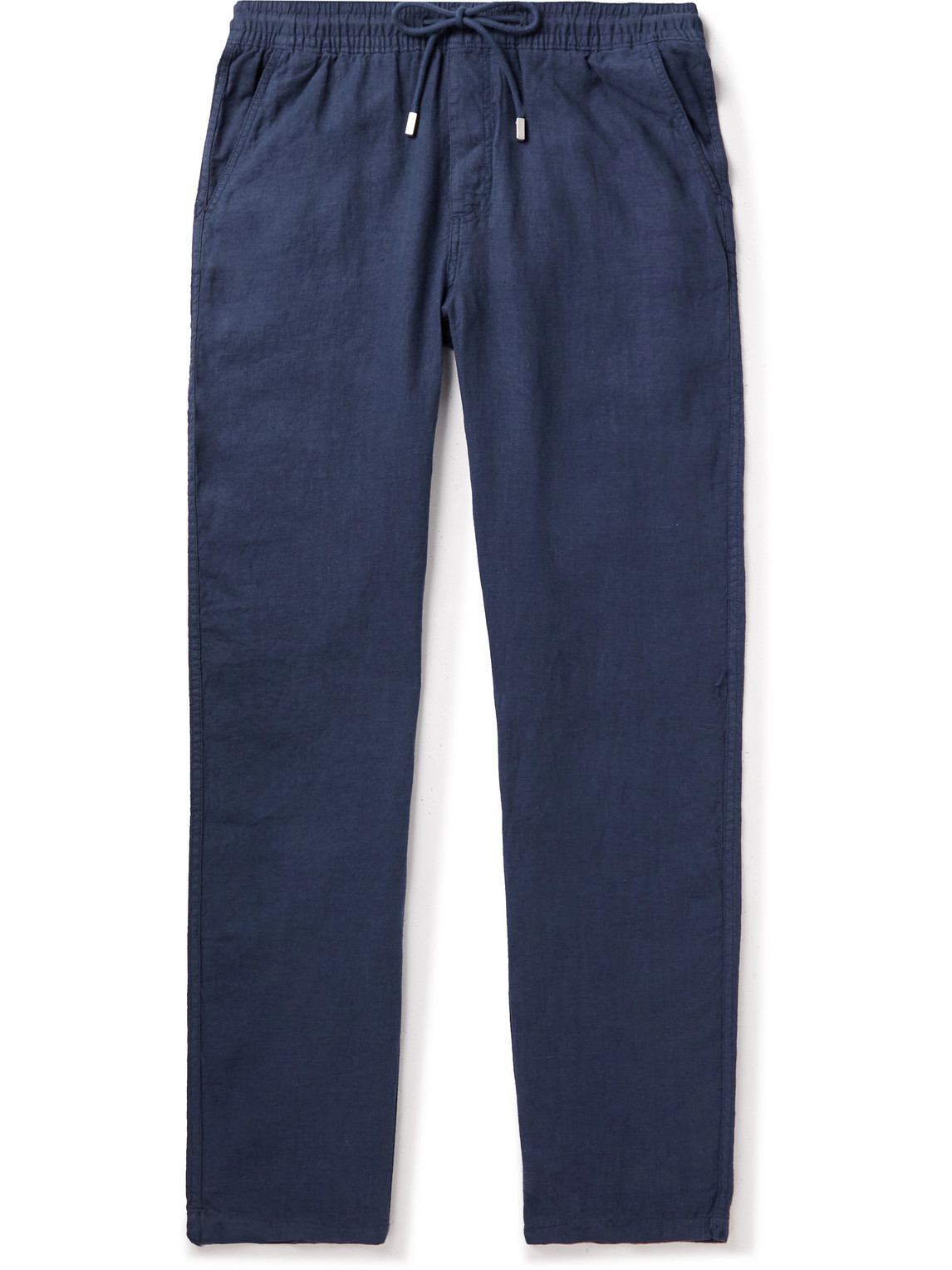 Vilebrequin Pacha Straight-leg Linen Drawstring Trousers In Blue