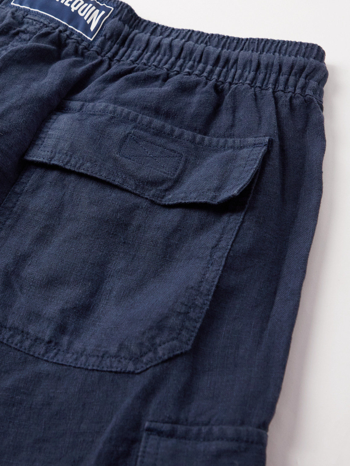 Shop Vilebrequin Straight-leg Linen Drawstring Cargo Shorts In Blue