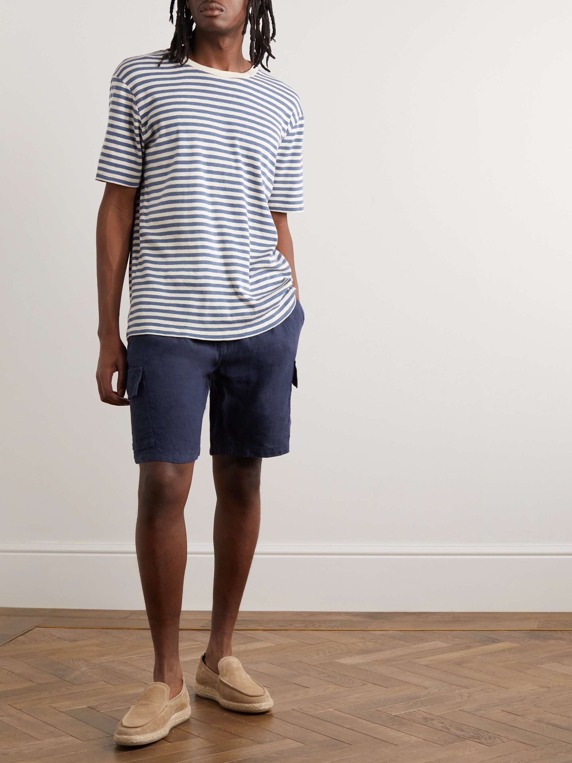 VILEBREQUIN Shorts cargo a gamba dritta in lino con coulisse