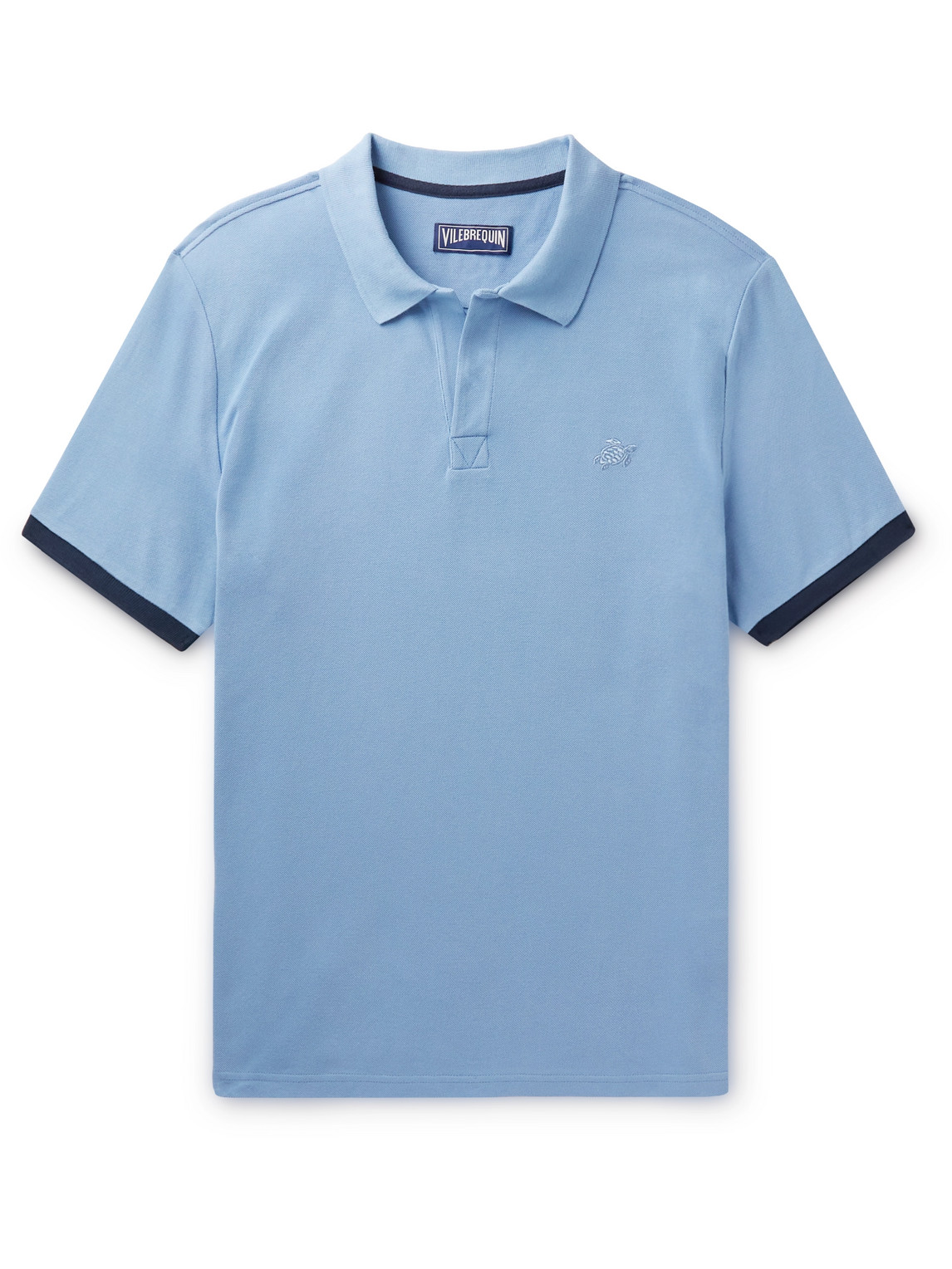 Vilebrequin Logo-embroidered Cotton-piqué Polo Shirt In Blue