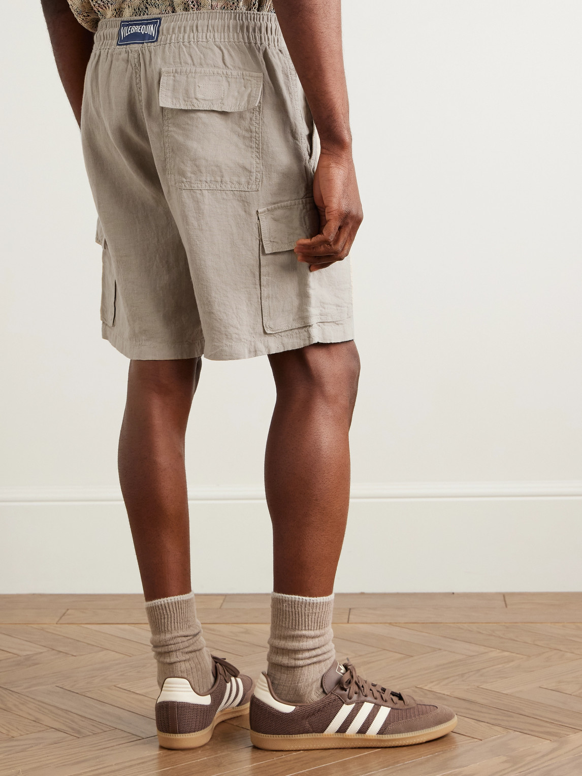 Shop Vilebrequin Straight-leg Linen Drawstring Cargo Shorts In Neutrals