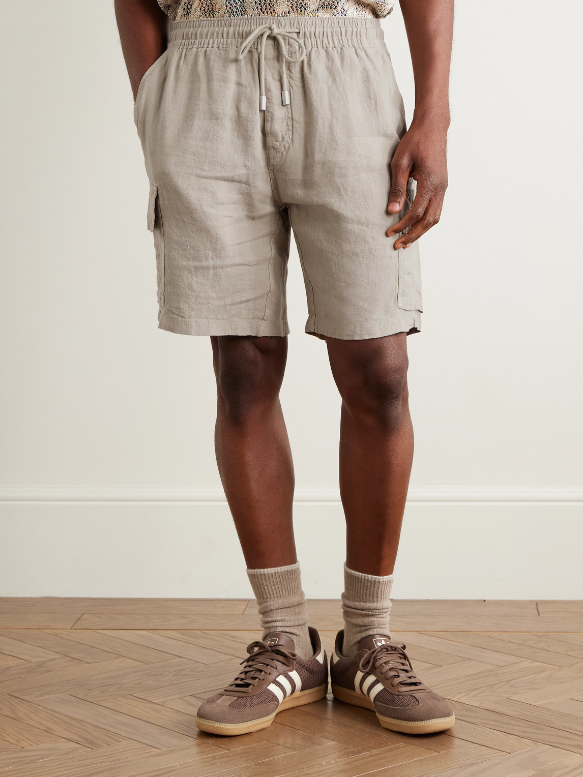  Vilebrequin - Straight-leg Linen Drawstring Cargo Shorts - Men - Neutrals - S 