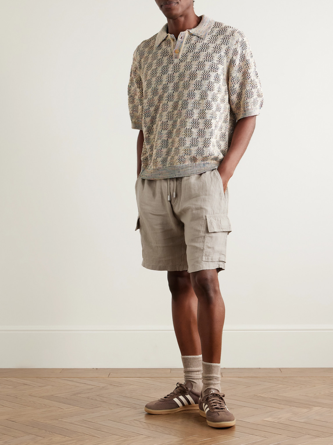 Shop Vilebrequin Straight-leg Linen Drawstring Cargo Shorts In Neutrals