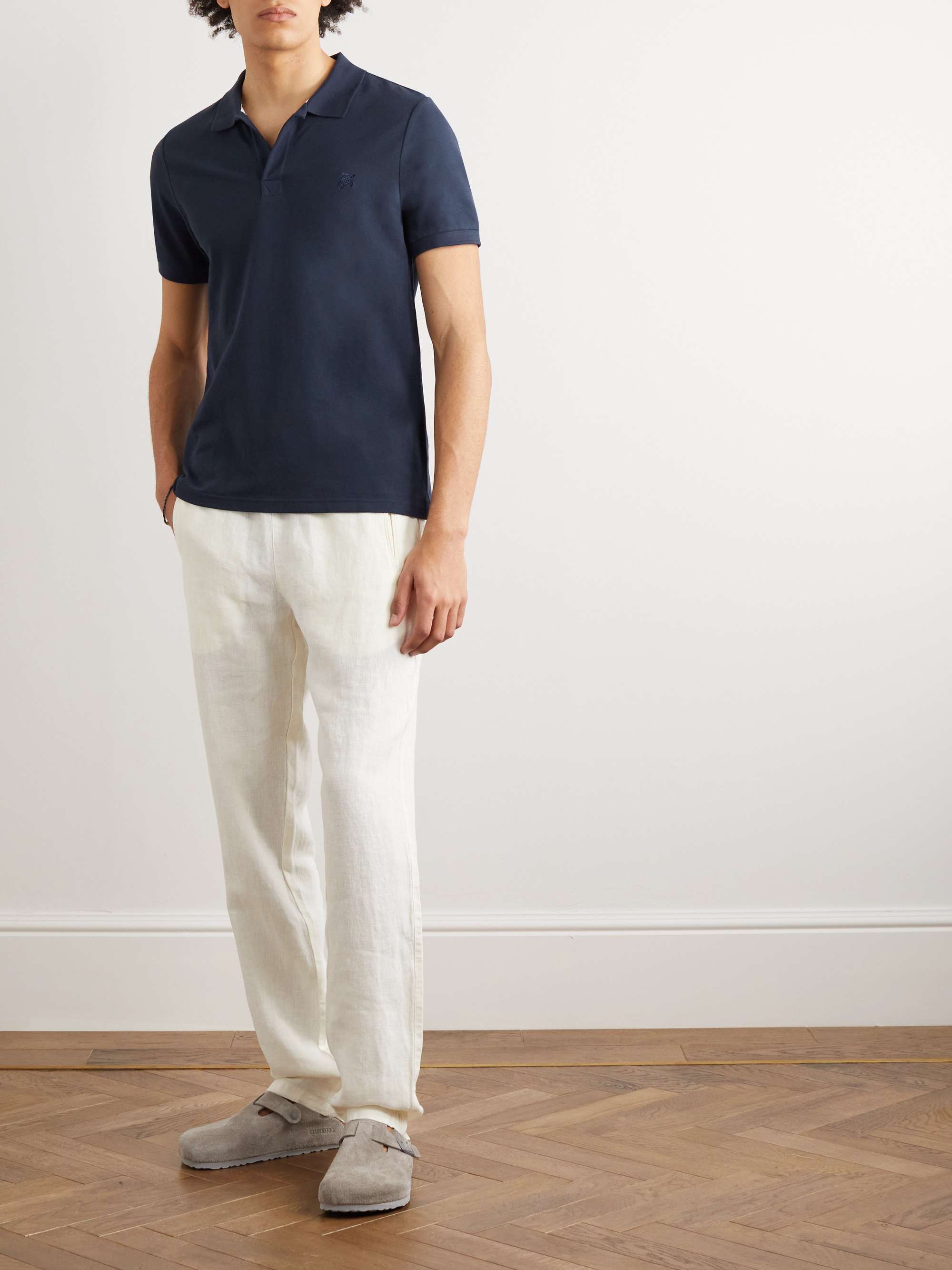VILEBREQUIN Slim-Fit Logo-Embroidered Cotton-Piqué Polo Shirt for Men ...