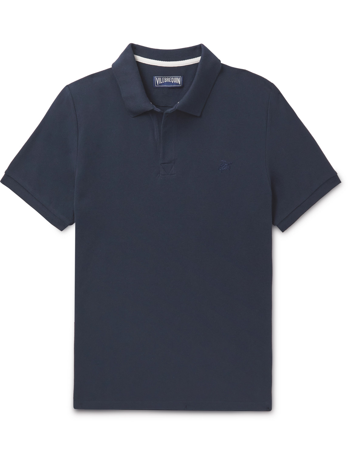 Vilebrequin Slim-fit Logo-embroidered Cotton-piqué Polo Shirt In Blue
