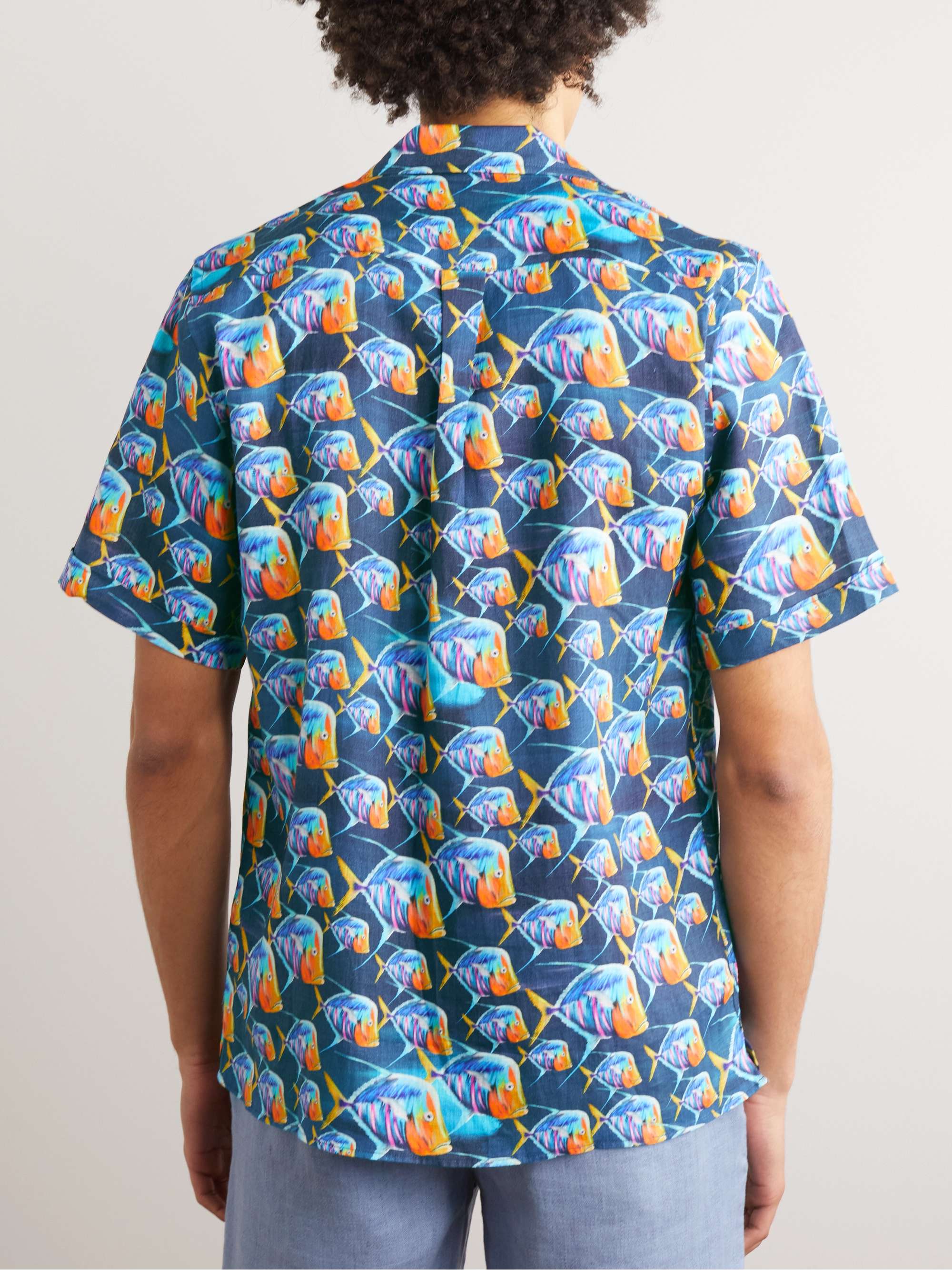 VILEBREQUIN Charli Camp-Collar Printed Linen Shirt