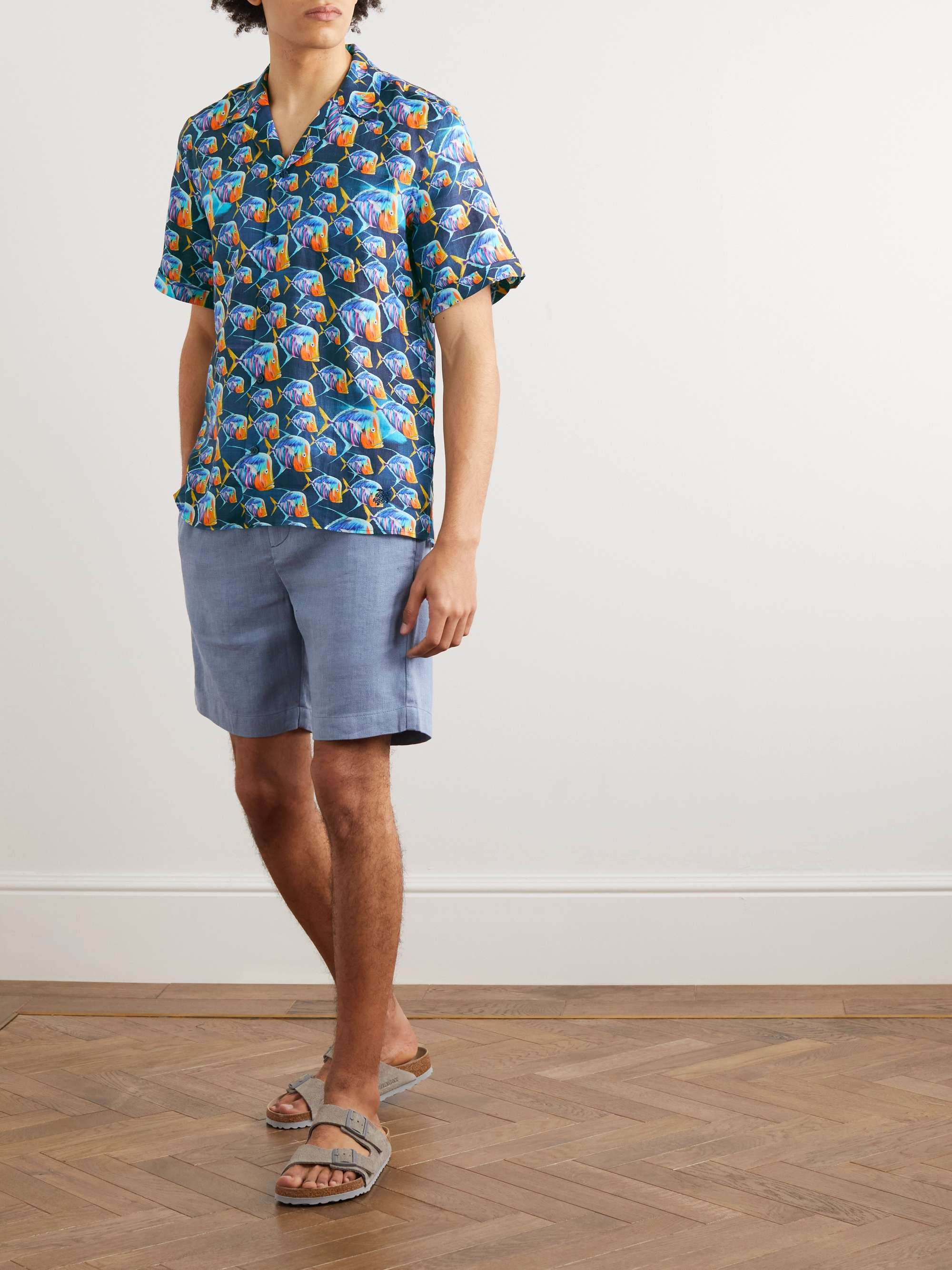 VILEBREQUIN Charli Camp-Collar Printed Linen Shirt