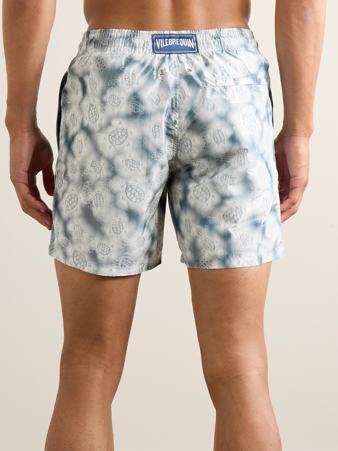 Vilebrequin Maison Bucol Moopea Straight-leg Mid-length Embroidered Printed Recycled Swim Shorts In Blue