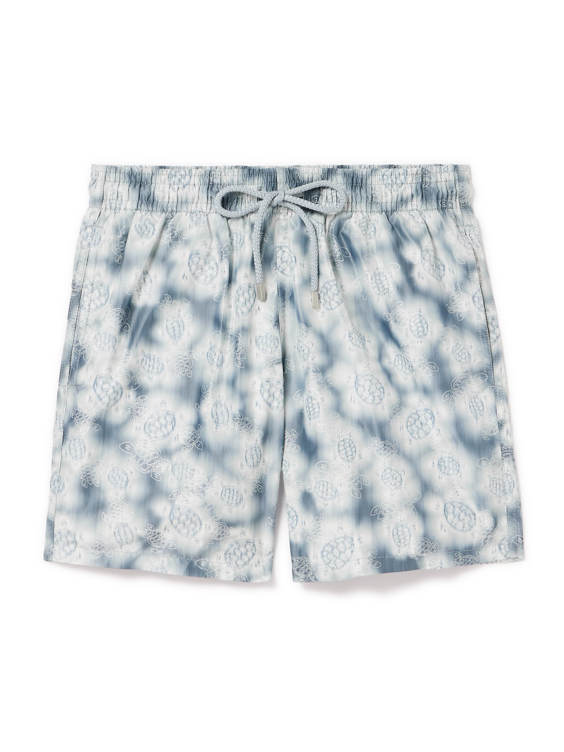Vilebrequin Maison Bucol Moopea Straight-leg Mid-length Embroidered Printed Recycled Swim Shorts In Blue