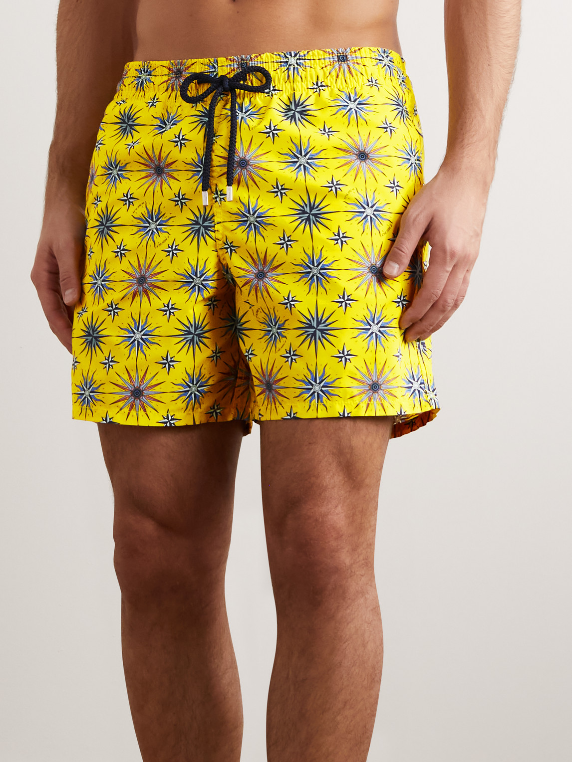 Shop Vilebrequin Moorea Straight-leg Mid-length Printed Recycled Swim Shorts In Yellow