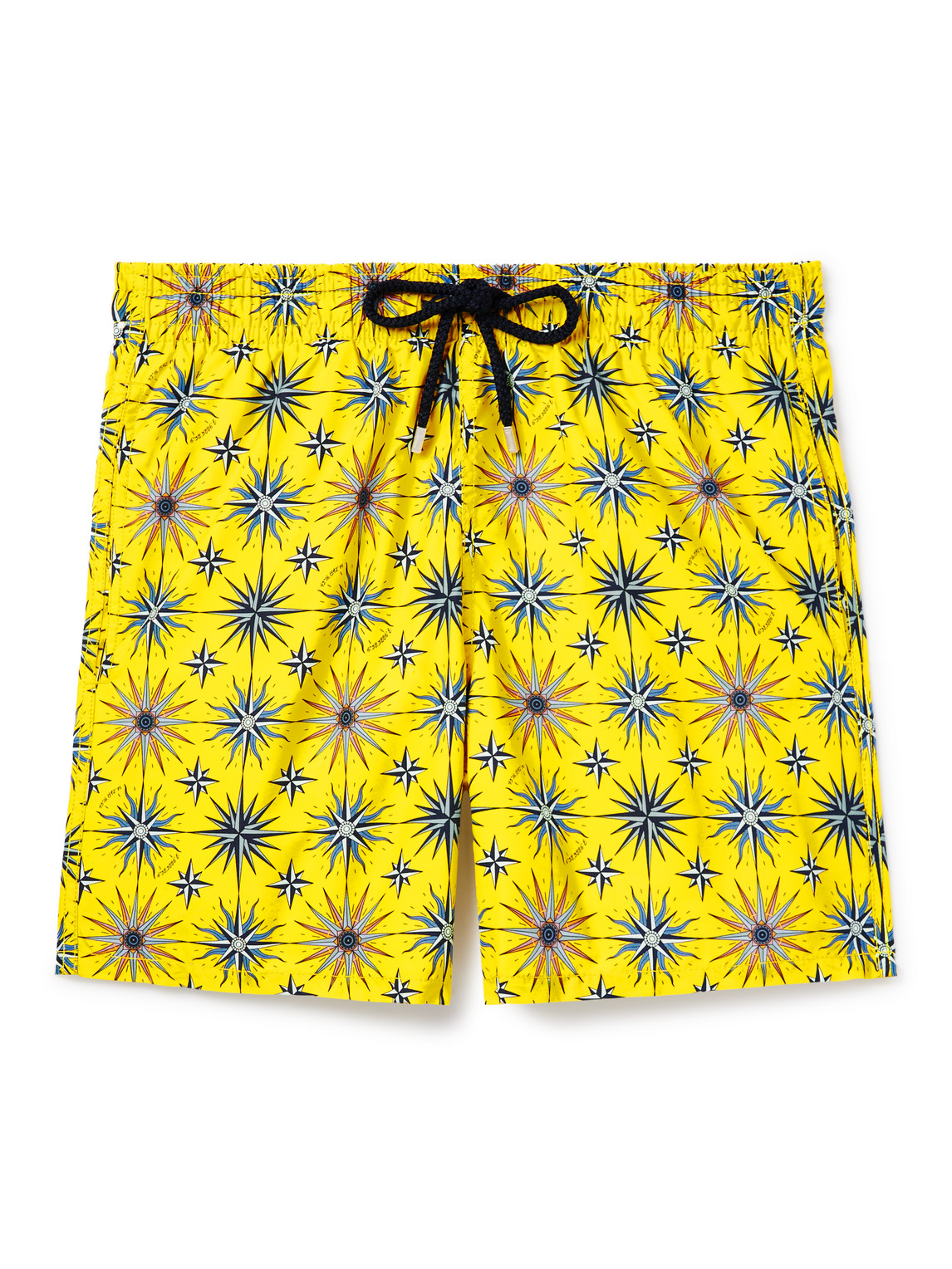 Vilebrequin Moorea Straight-leg Mid-length Printed Recycled Swim Shorts In Yellow
