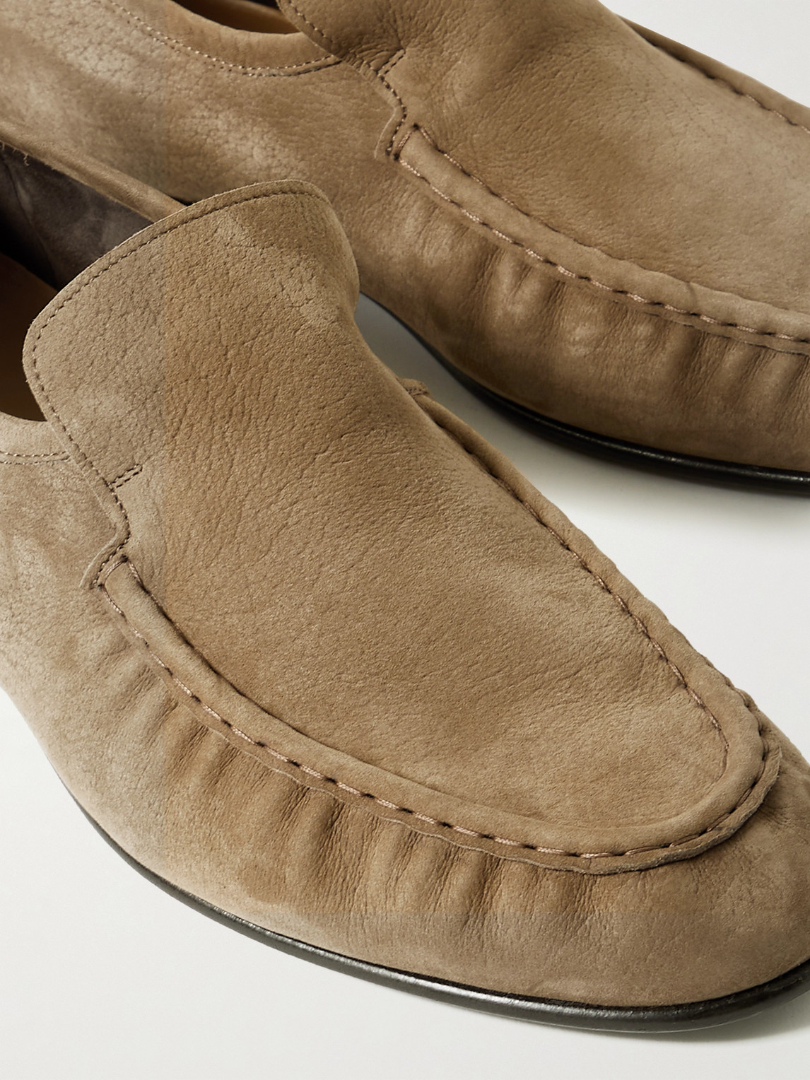 Shop The Row Emerson Nubuck Loafers In Brown