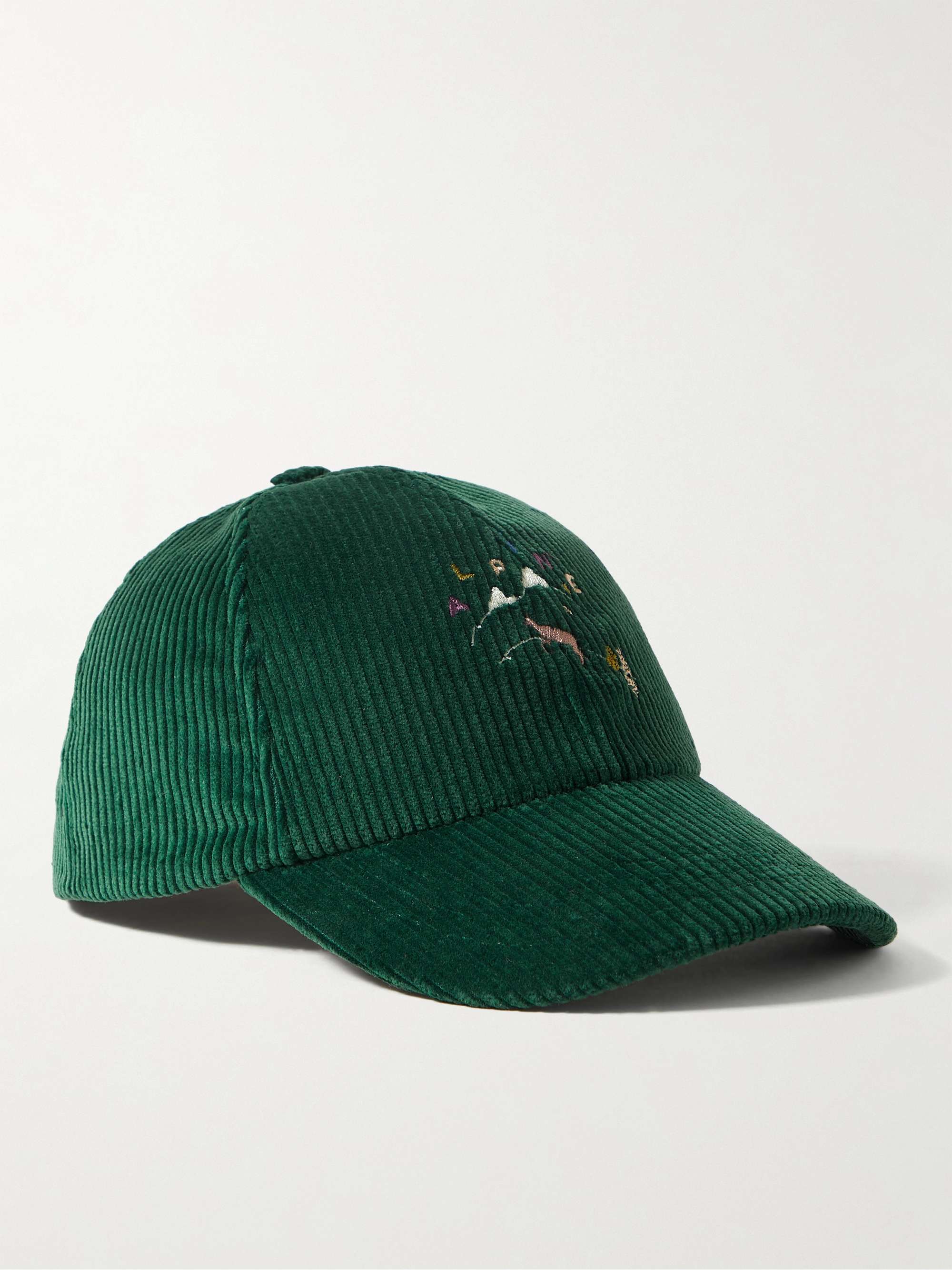 DE BONNE FACTURE Embroidered Cotton-Corduroy Baseball Cap