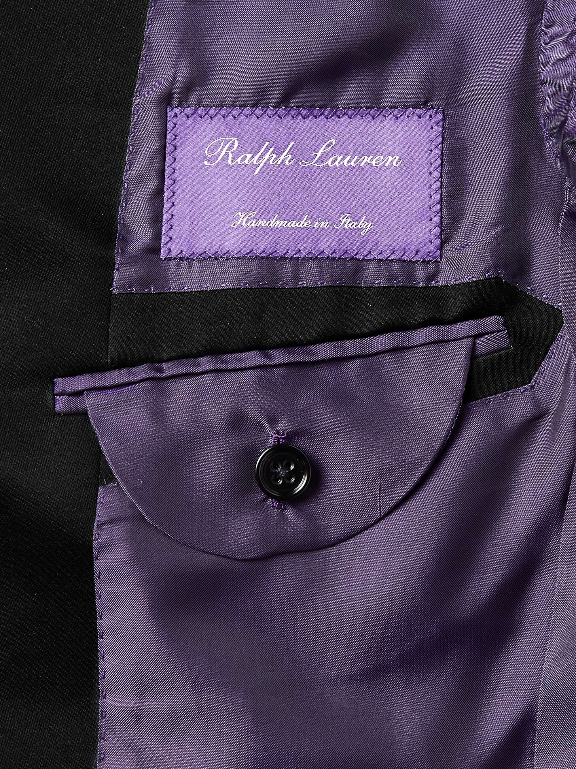 RALPH LAUREN PURPLE LABEL Astaire Shawl-Collar Satin-Trimmed Cotton-Velvet Tuxedo Jacket
