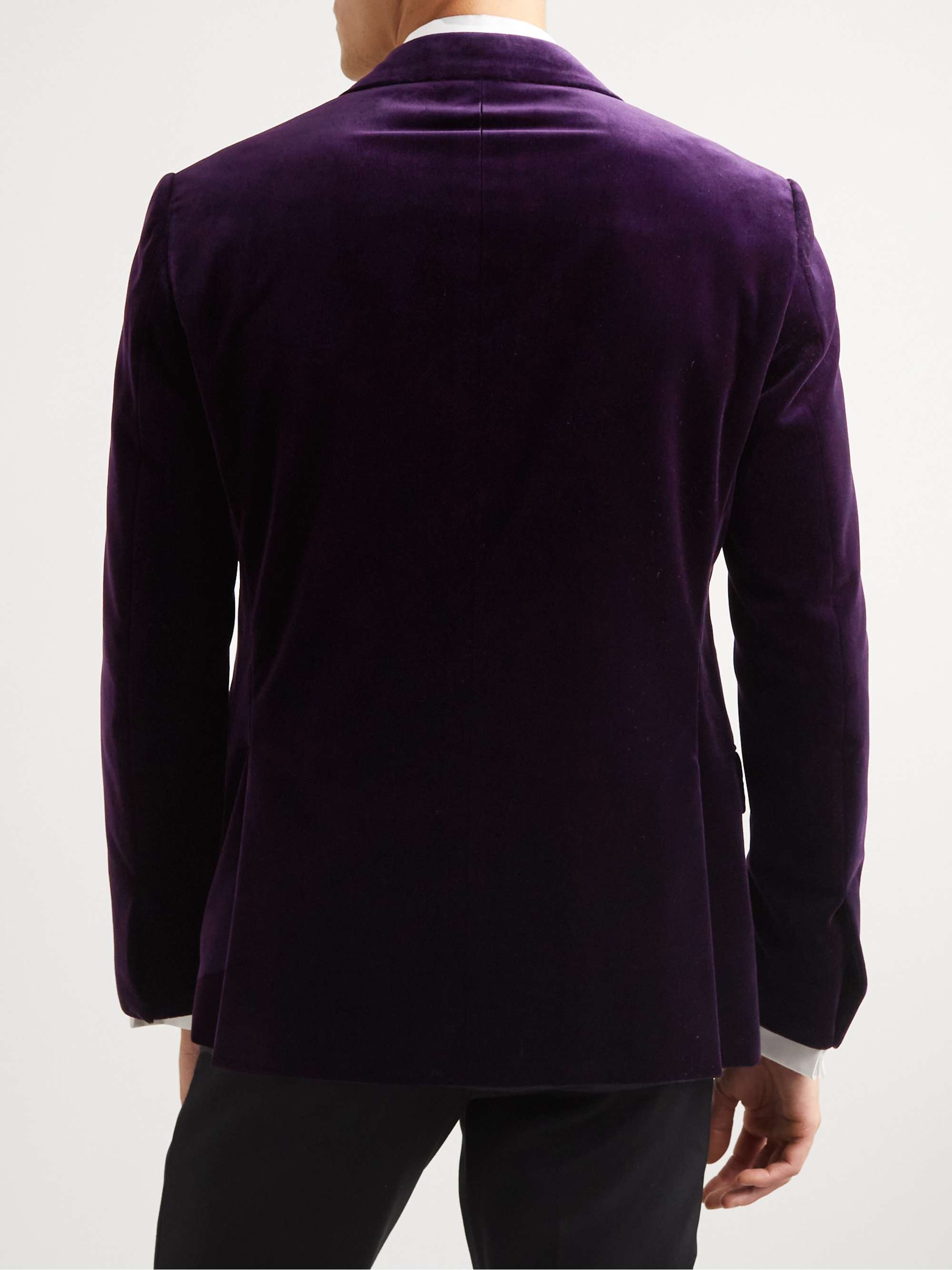 RALPH LAUREN PURPLE LABEL Double-Breasted Cotton-Velvet Tuxedo Jacket