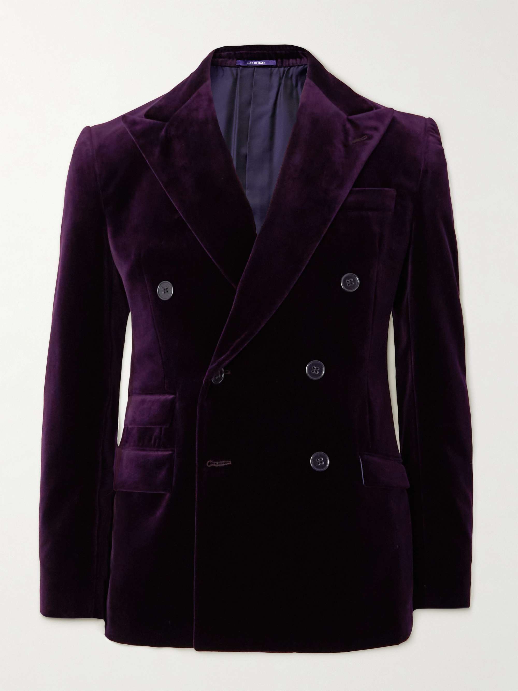 RALPH LAUREN PURPLE LABEL Double-Breasted Cotton-Velvet Tuxedo Jacket