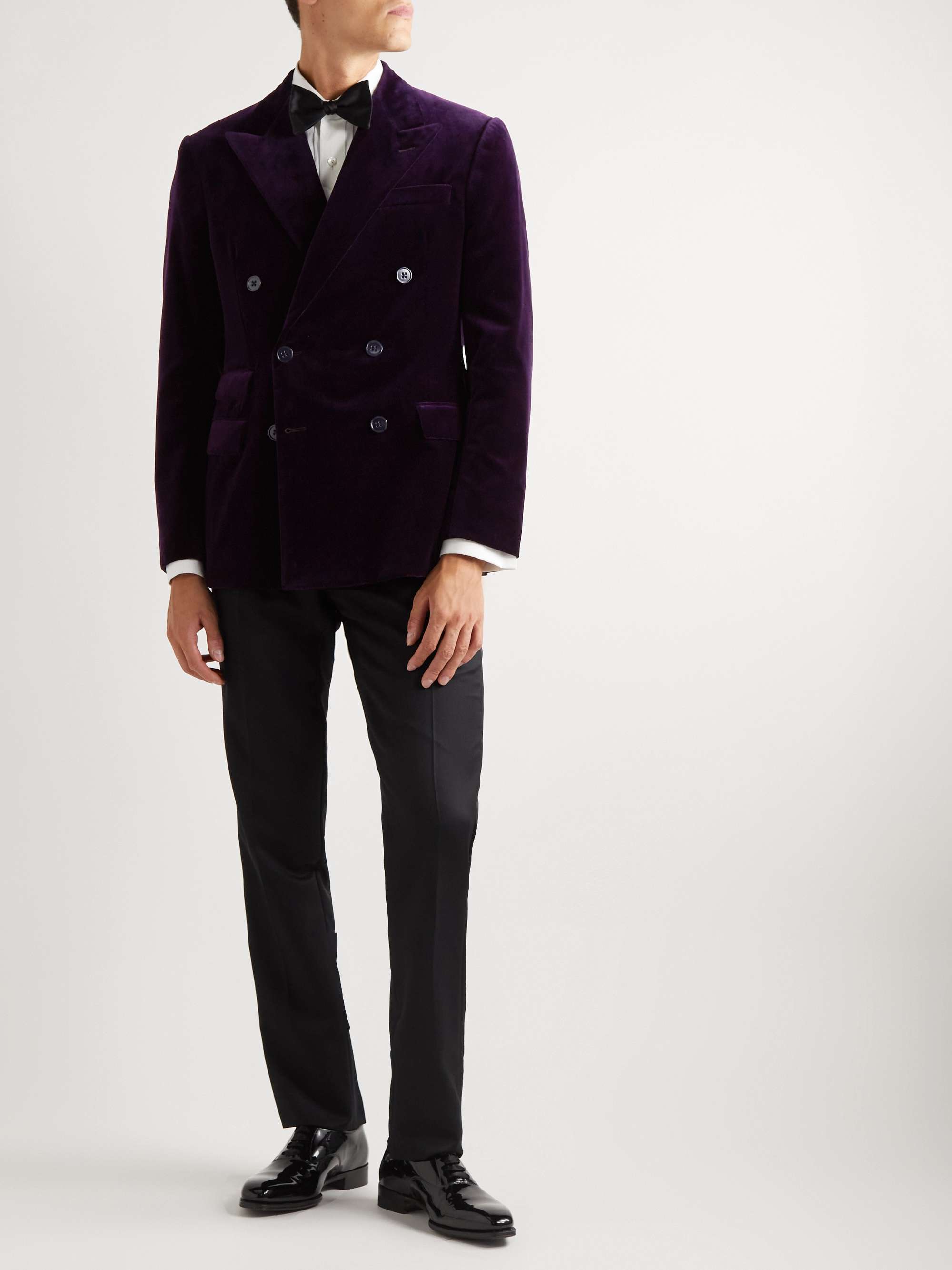 RALPH LAUREN PURPLE LABEL Double-Breasted Cotton-Velvet Tuxedo Jacket