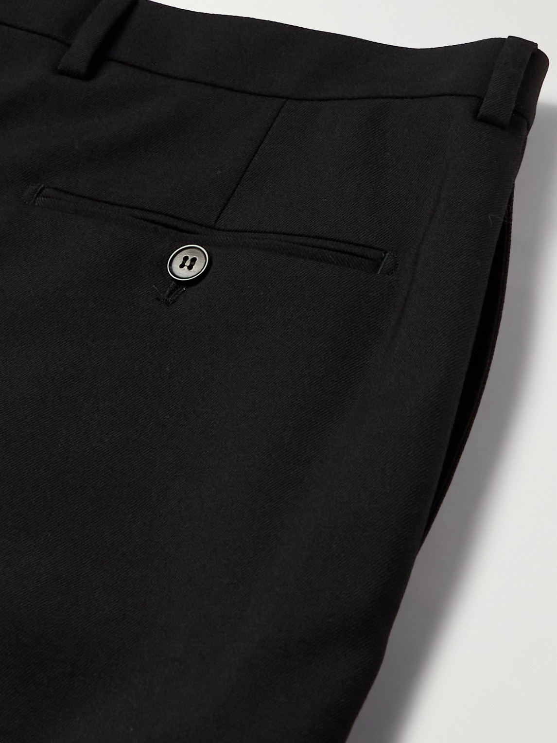 Shop Saint Laurent Straight-leg Pleated Wool-gabardine Trousers In Black